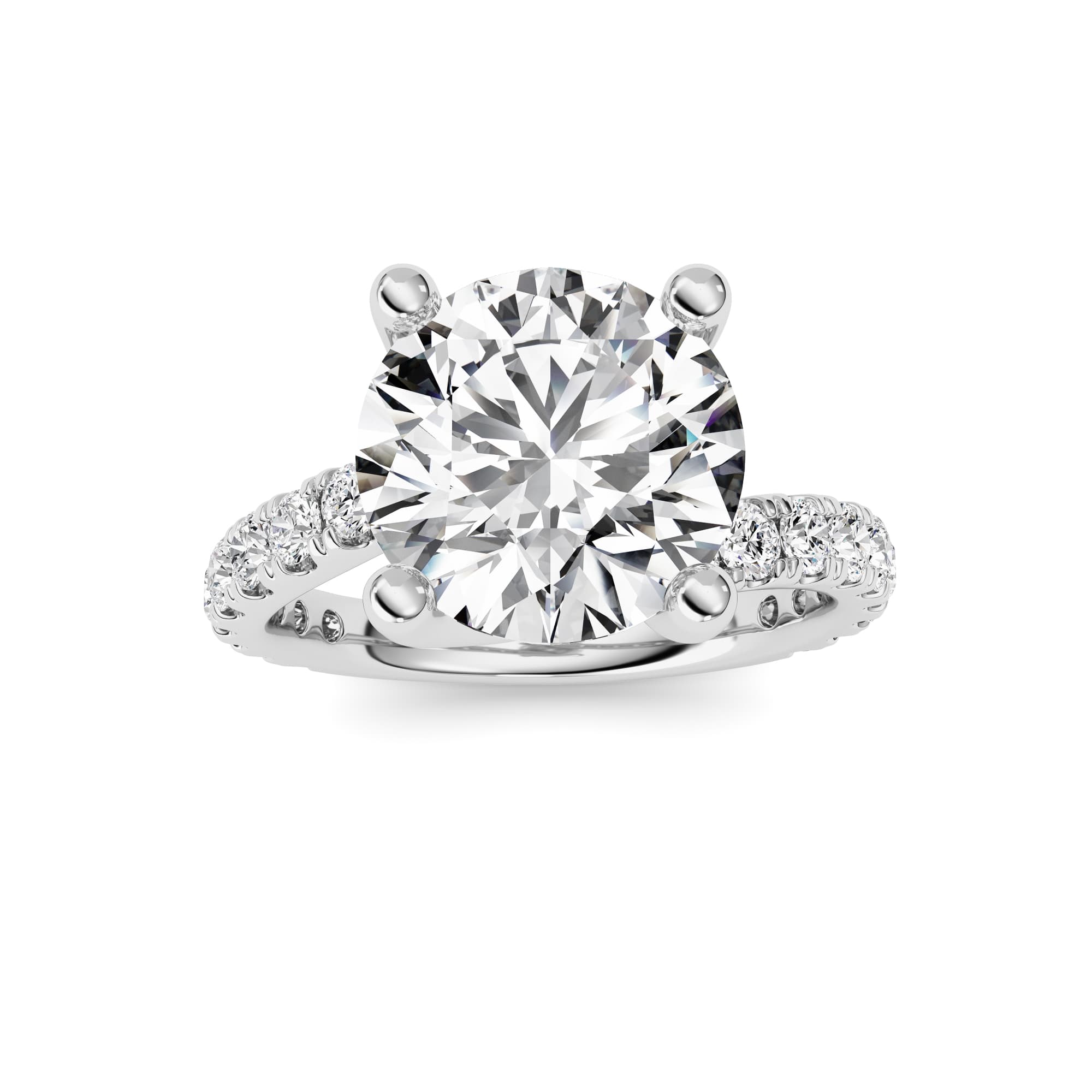 Round Lab Diamond Ring — 3.75 ct total weight in 14k white gold · product view 1