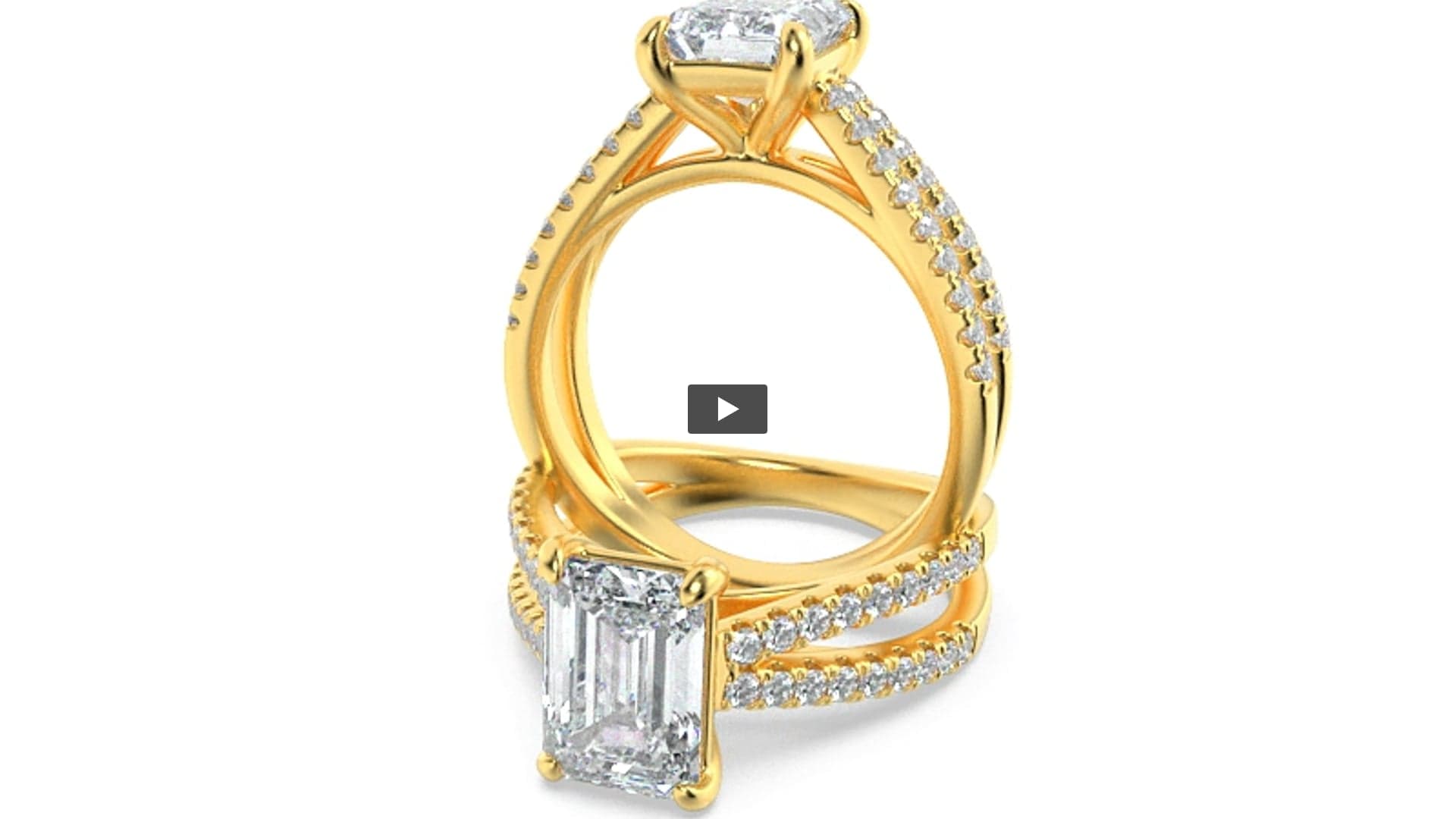 Emerald Lab Diamond Cross Shank Accented Engagement Ring product-video preview