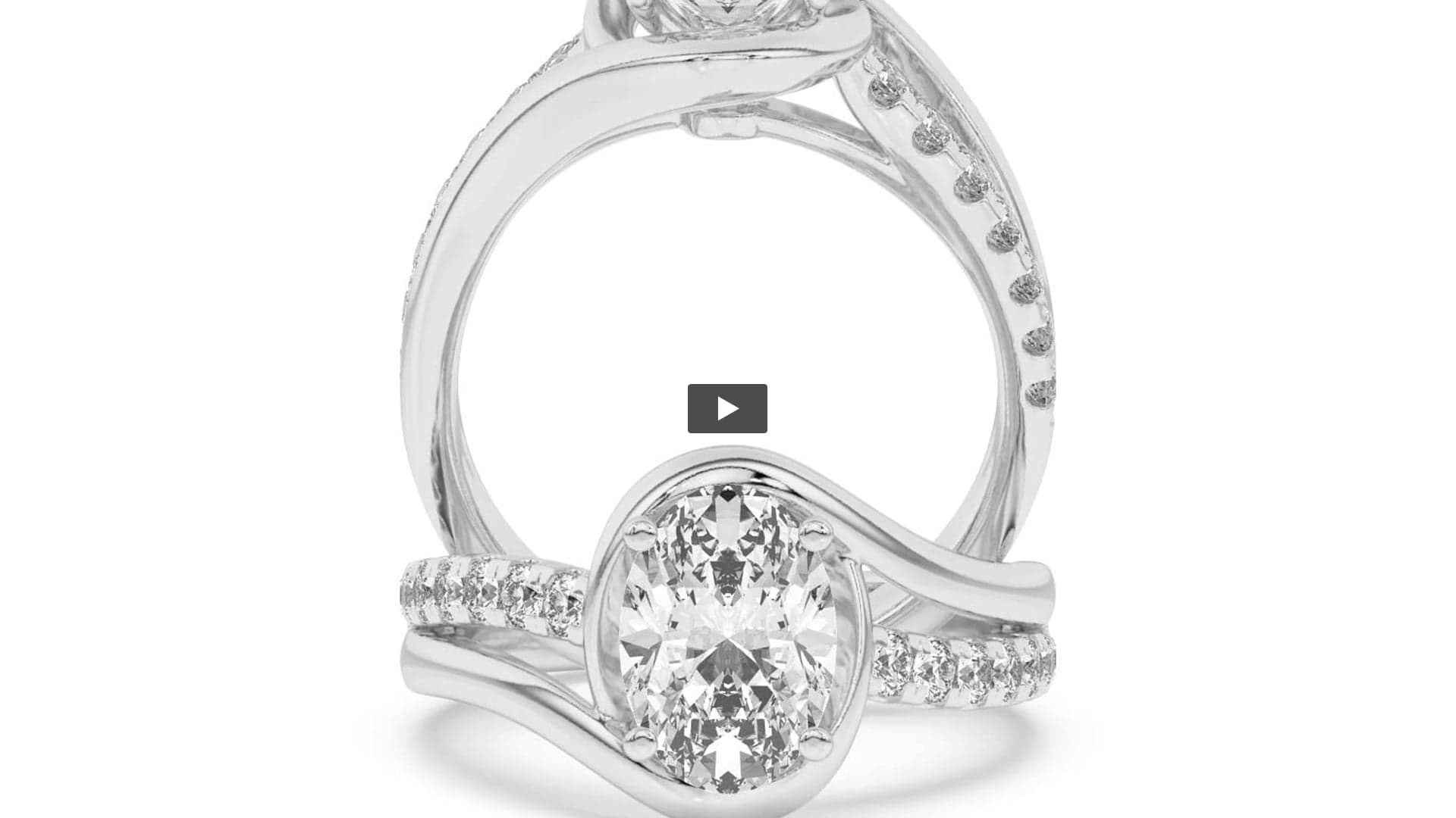 Oval Lab Diamond Swirl Shank Accented Engagement Ring product-video preview