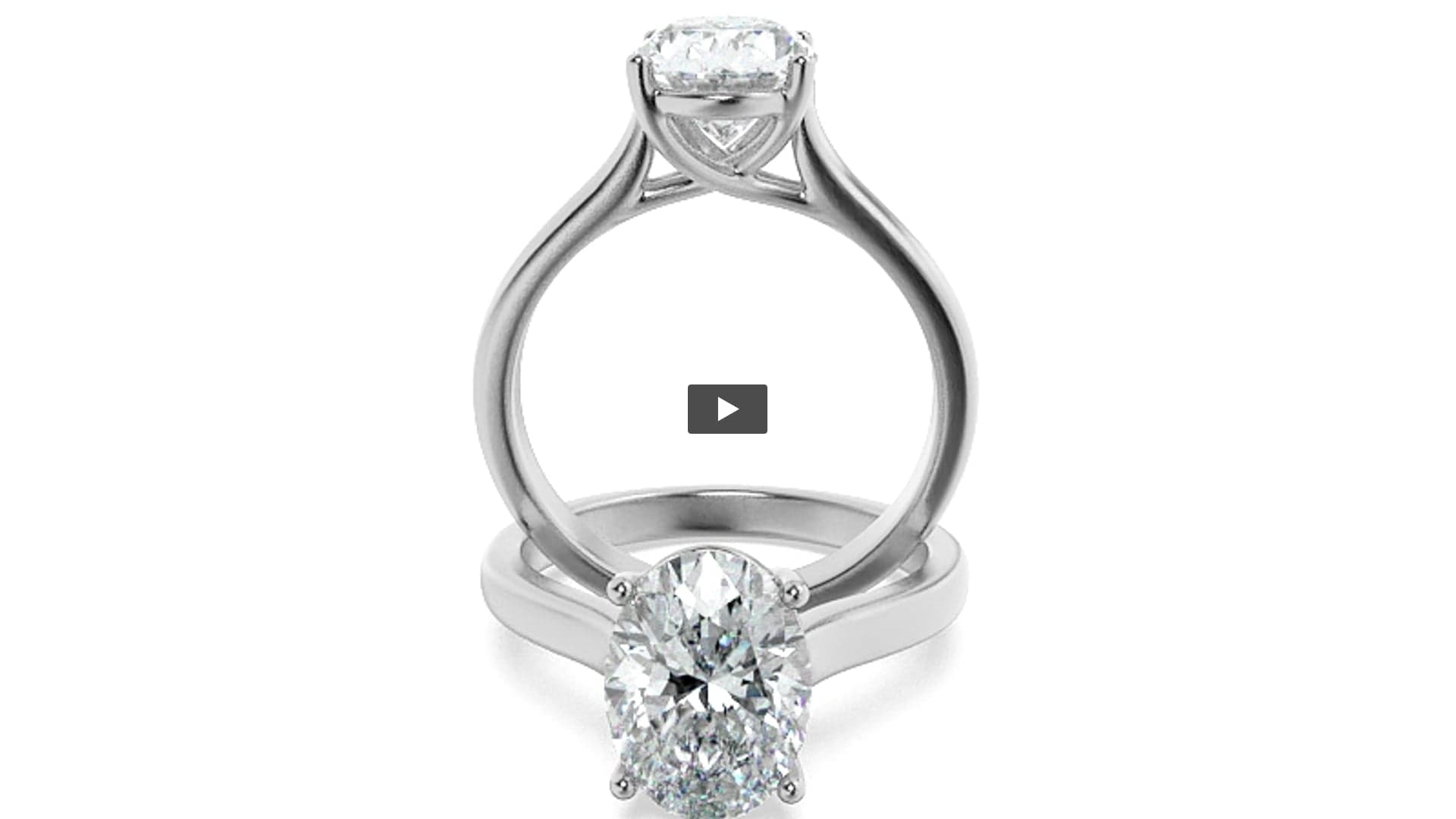 Oval Lab Diamond Plain Cathedral Trellis Shank Solitaire Engagement Ring product-video preview