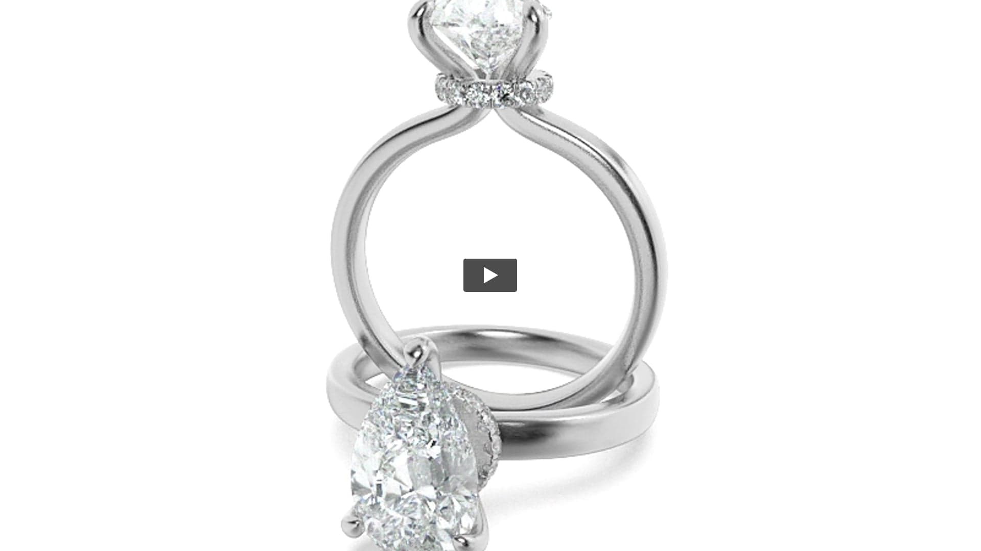 Pear Lab Diamond HiddenHalo Plain Shank Engagement Ring product-video preview