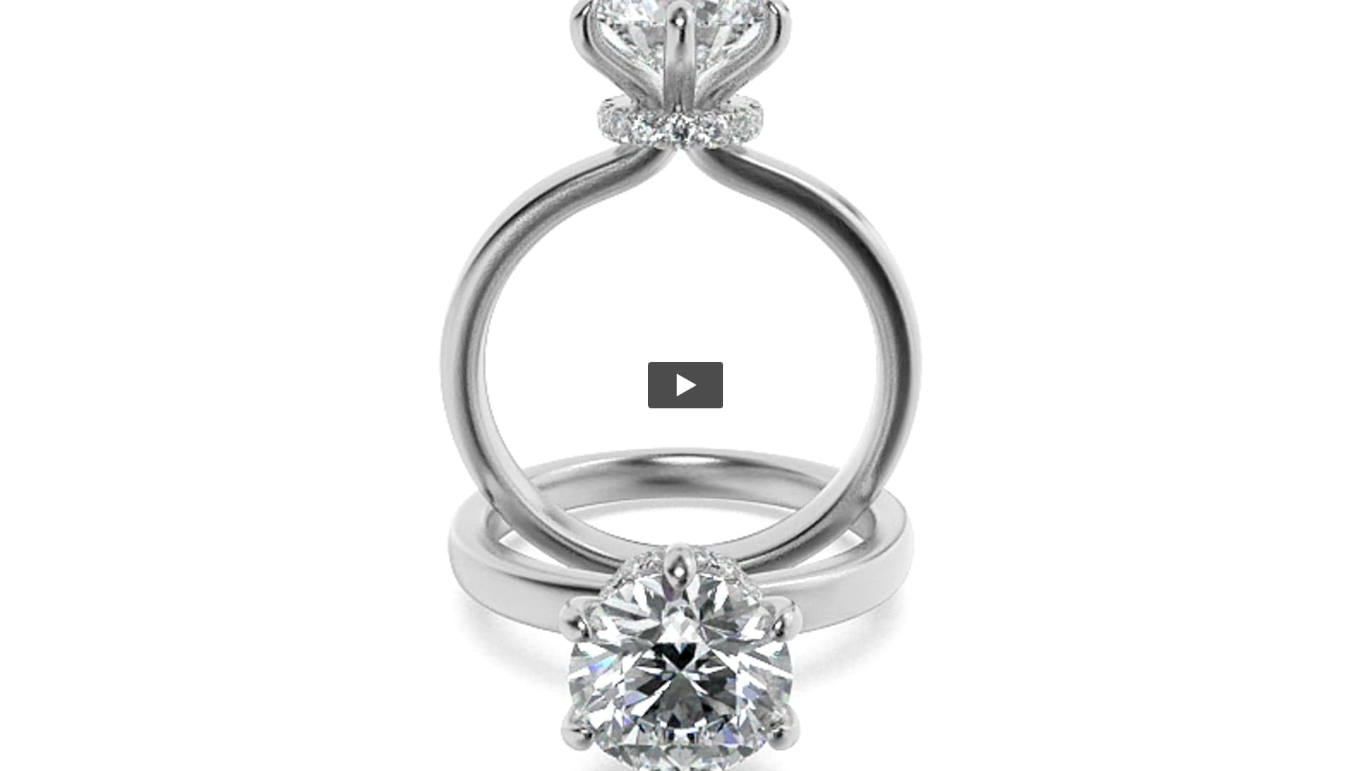 Round Lab Diamond Hidden Halo Plain Shank Engagement Ring product-video preview