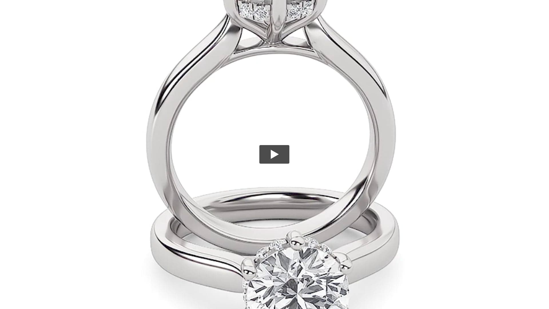 Round Lab Diamond Hidden Halo Cathedral Shank Engagement Ring product-video preview
