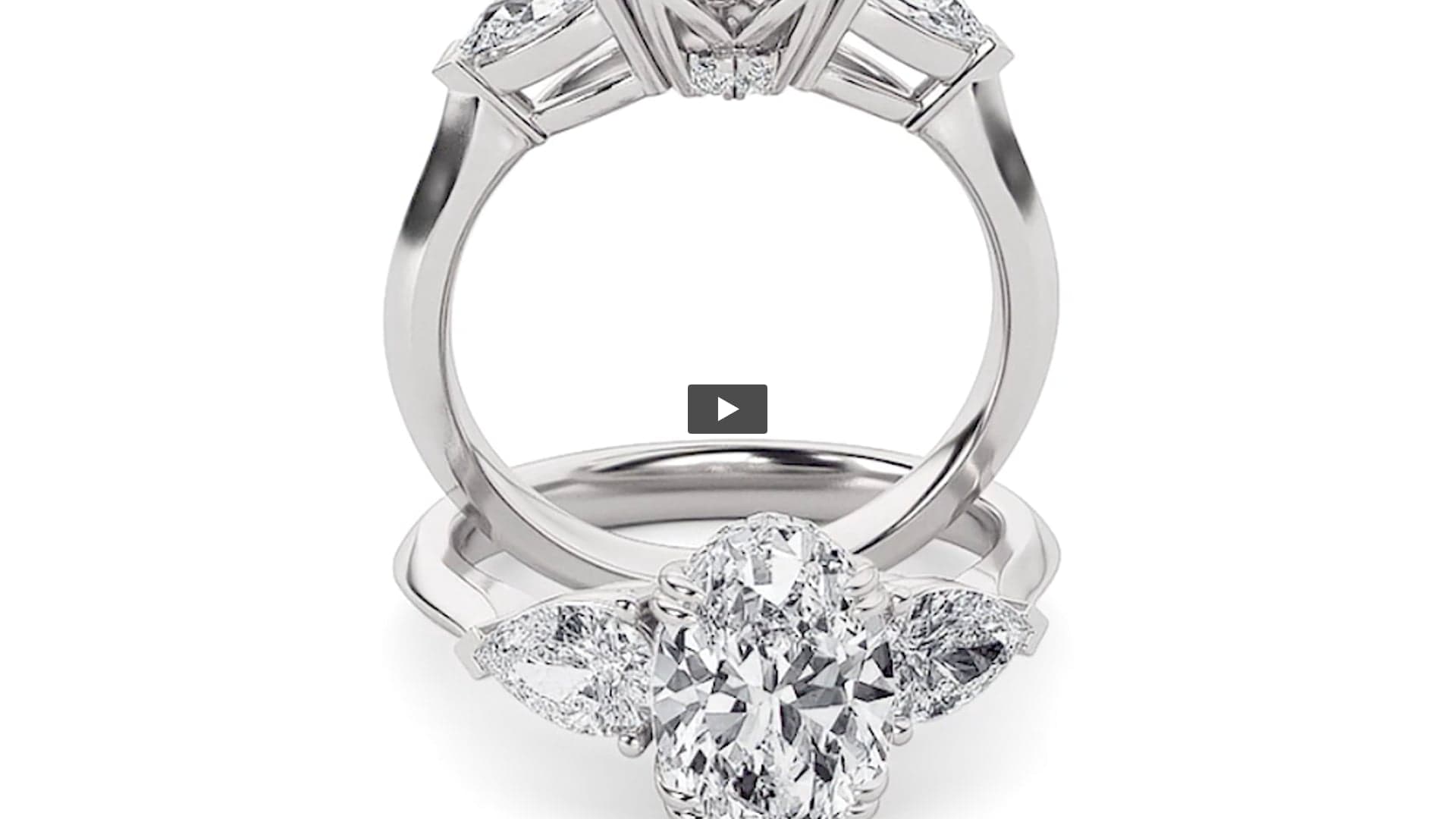 Oval Lab Diamond Three Stone Hidden Halo Ring product-video preview