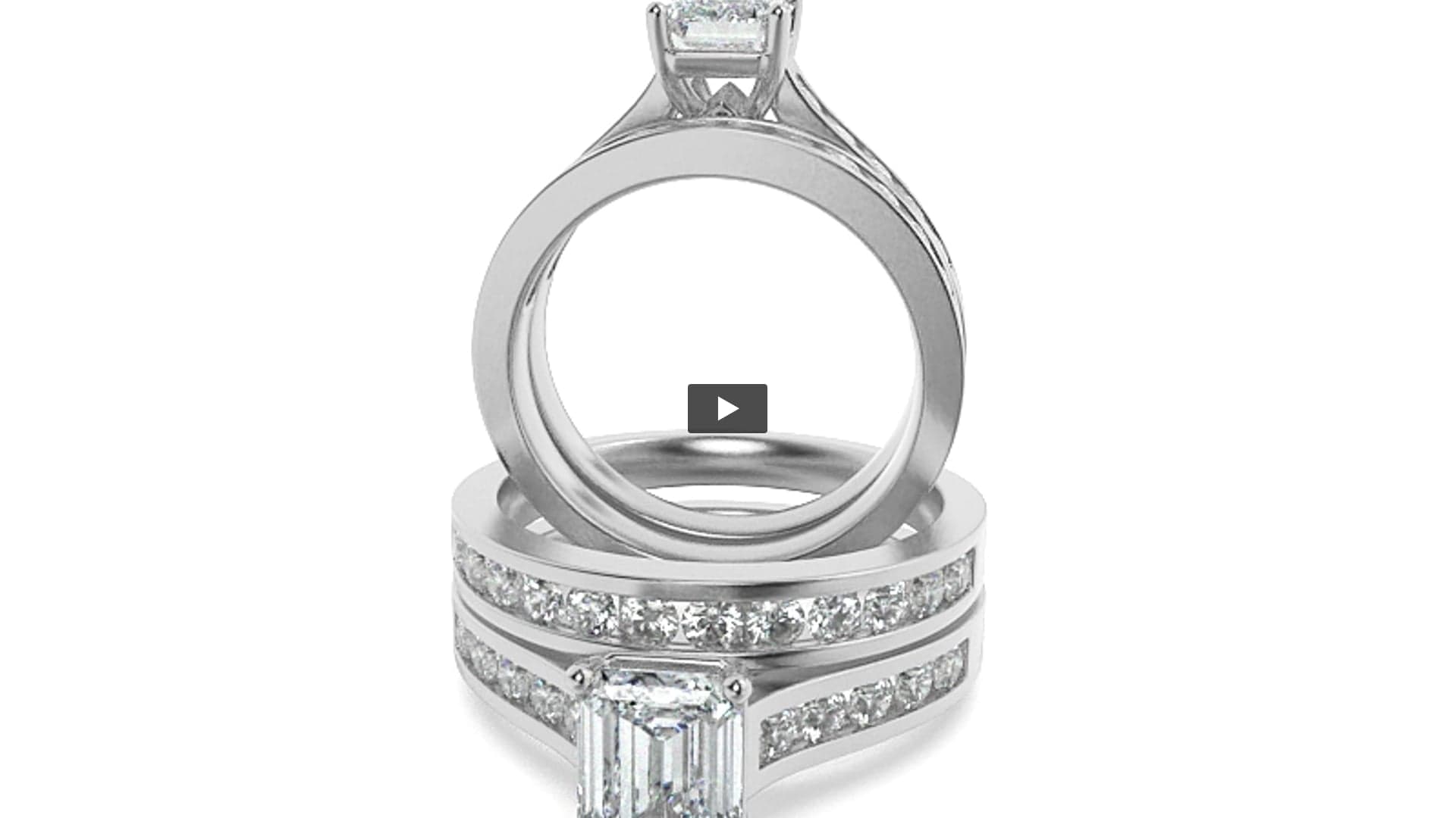 Emerald Lab Diamond Channel Set Bridal Engagement Ring product-video preview