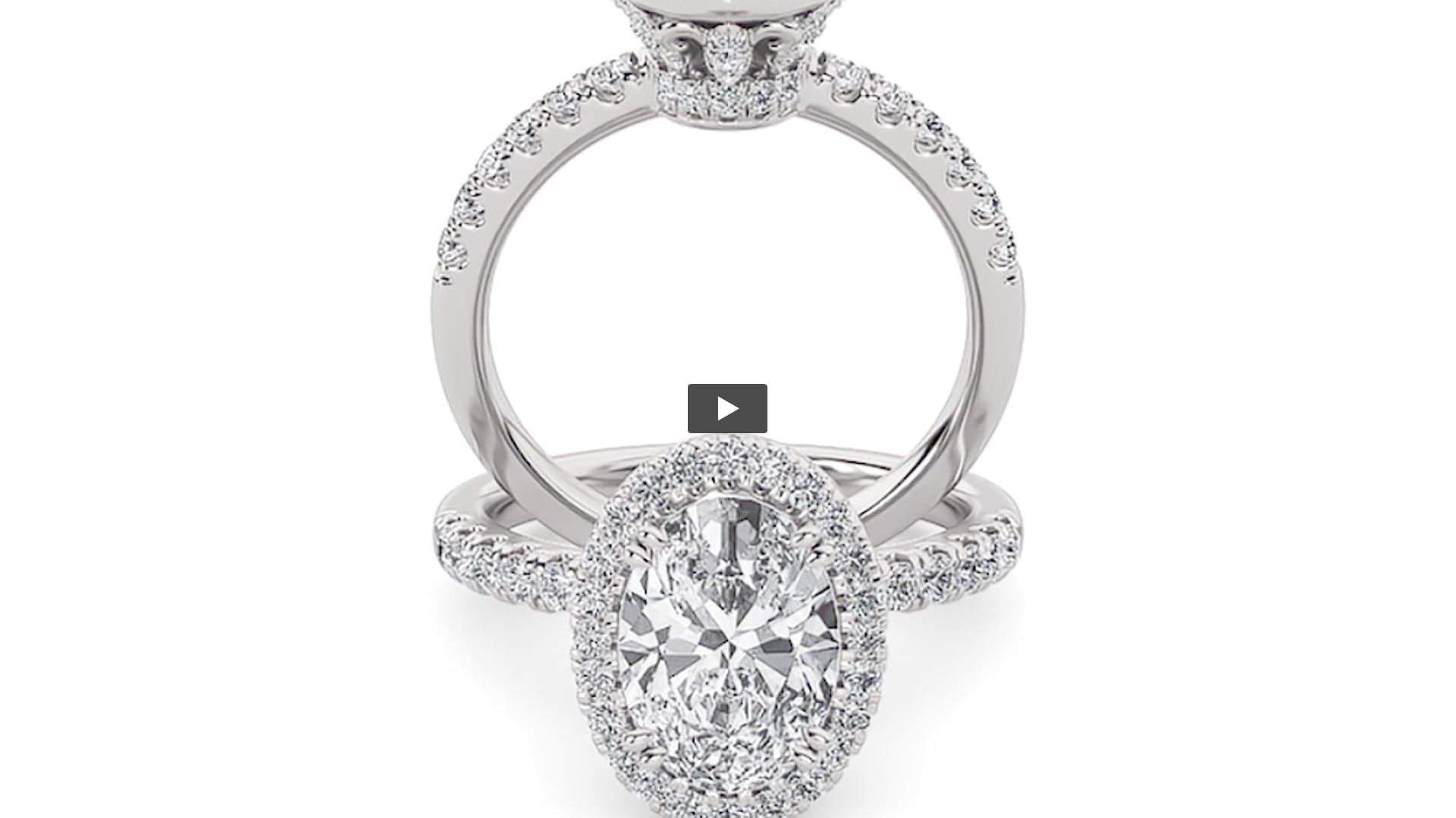Oval Lab Diamond Halo Accented Engagement Ring product-video preview
