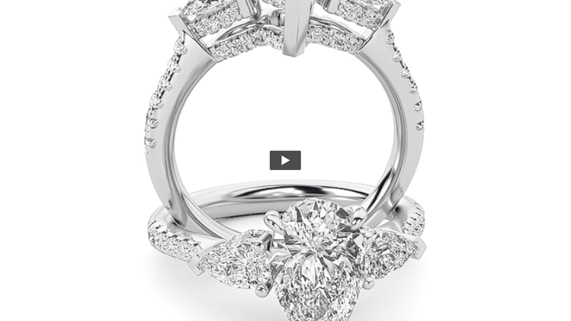 Pear Lab Diamond Three Stone Accented Engagement Ring · Design 0914 product-video preview