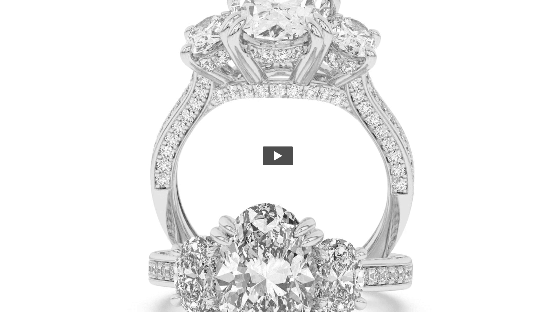 Oval Lab Diamond Three Stone Accented Engagement Ring product-video preview