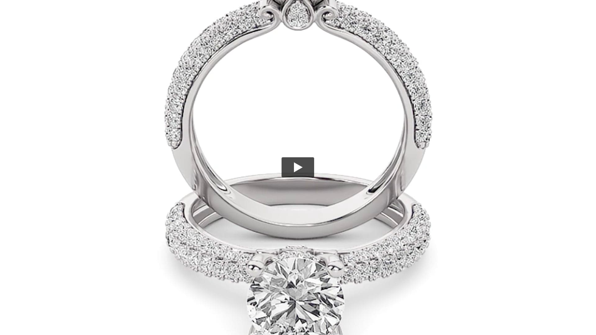 Round Lab Diamond ThreeRow Micro Pave Engagement Ring product-video preview