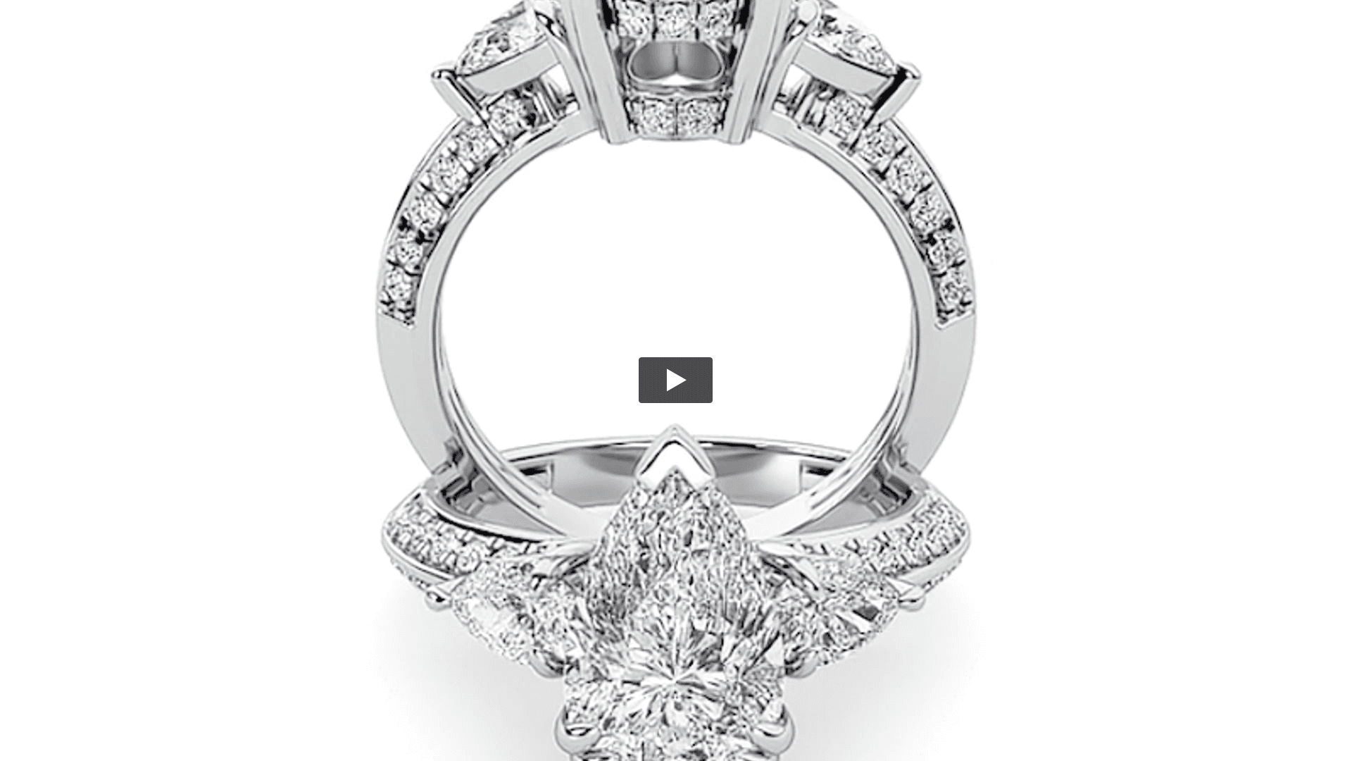 Pear Lab Diamond Three Stone Accented Engagement Ring · Design 0980 product-video preview