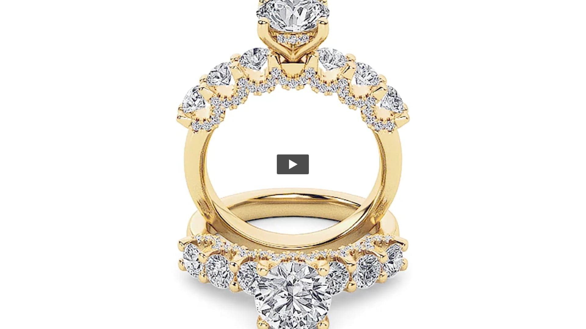 Round Lab Diamond Accented Double Halo Set of Band & Ring · Design 1044 product-video preview