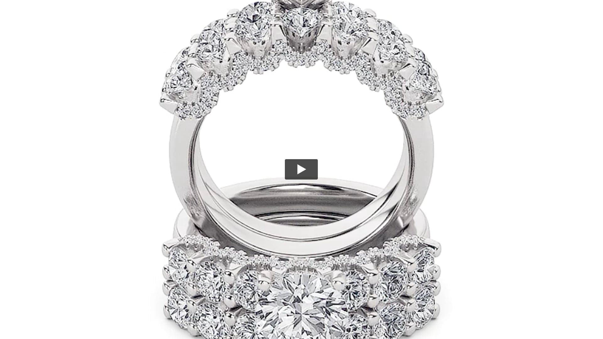 Round Lab Diamond Accented Double Halo Set of Band & Ring · Design 1068 product-video preview