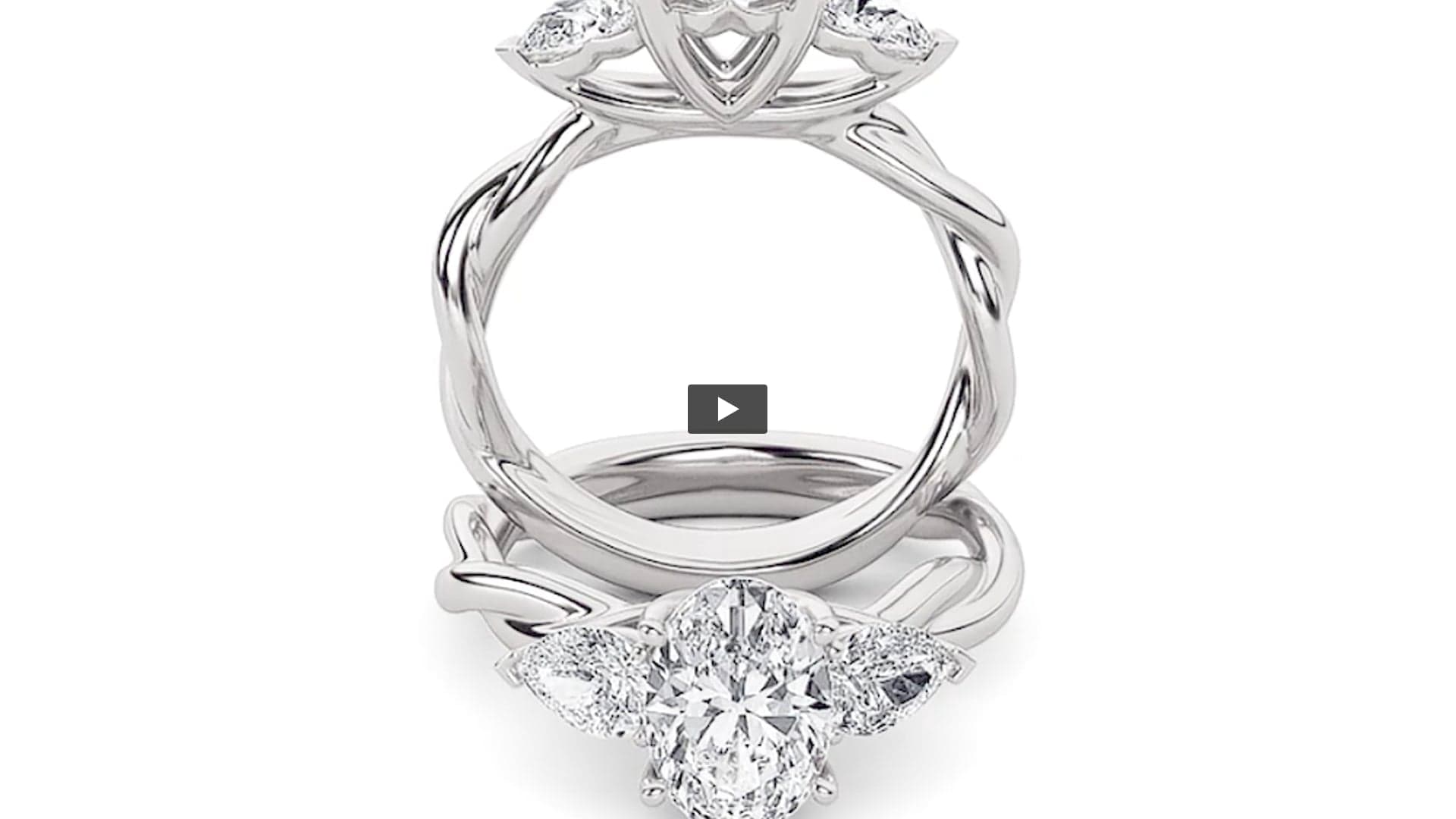 Oval Lab Diamond Three Stone Twisted Band Engagement Ring product-video preview