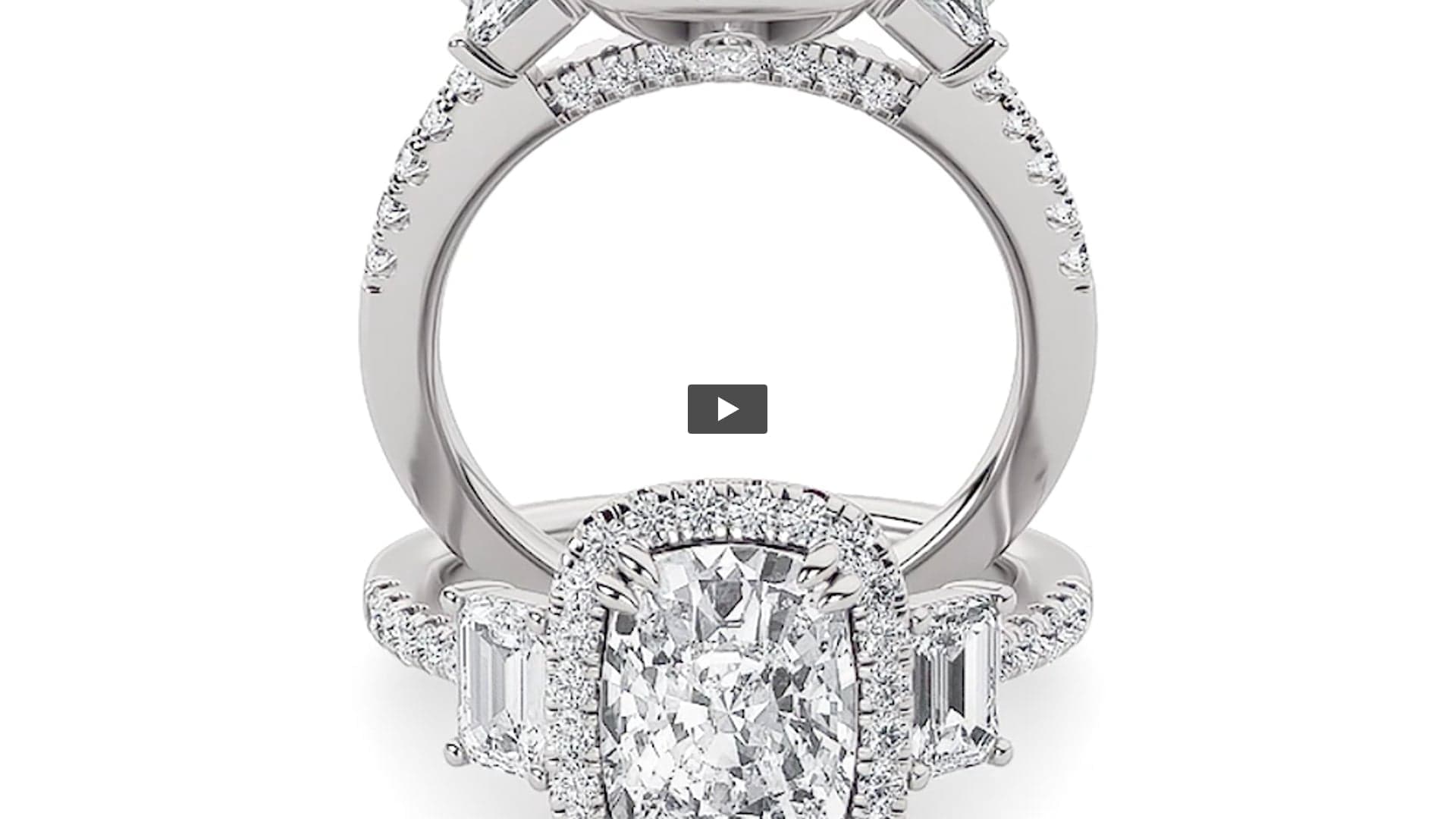 Elongated Cushion Lab Diamond Accented Three Stone Ring product-video preview