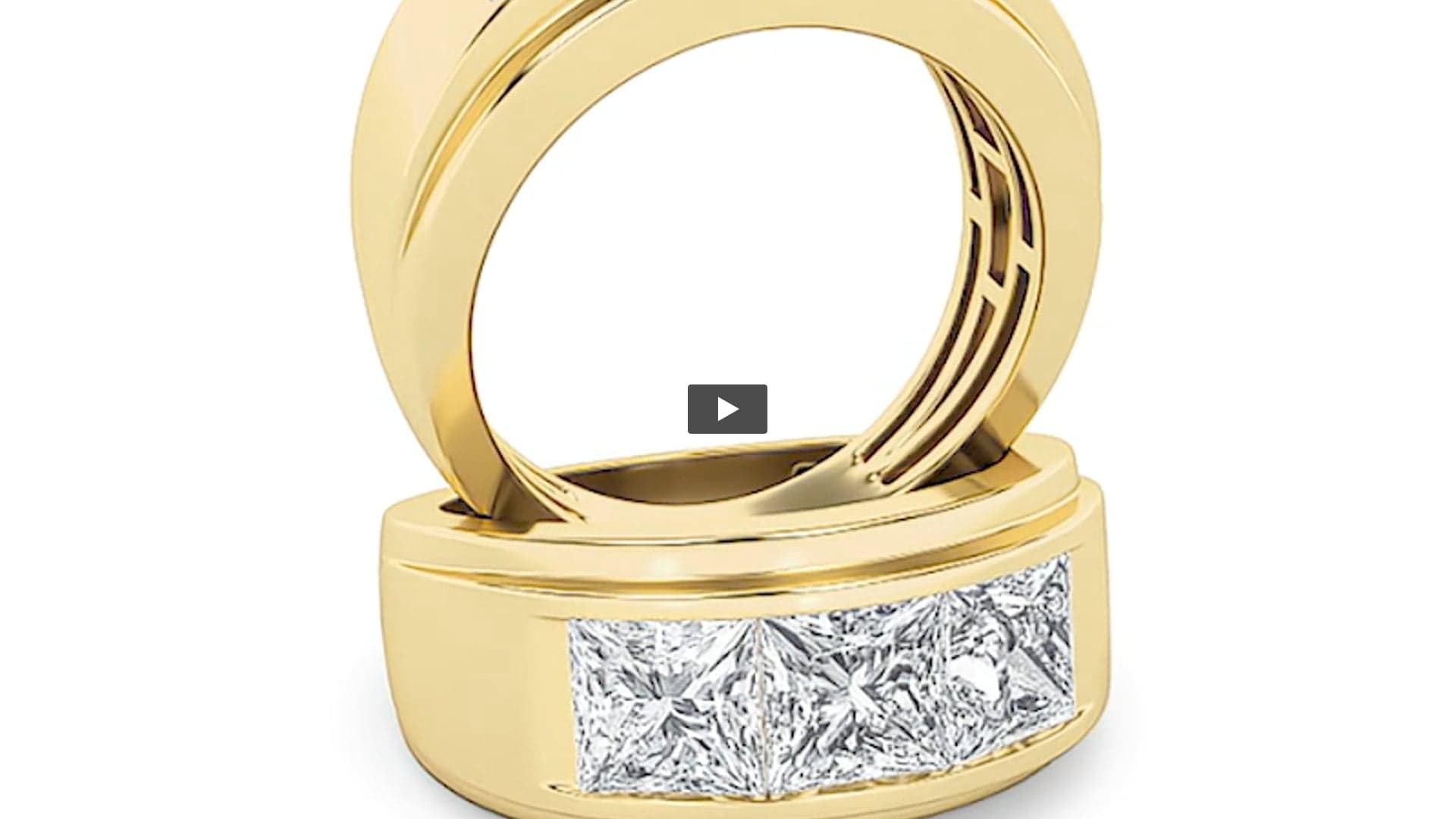 Princess Lab Diamond Three Stone Channel Set Men’s Ring product-video preview