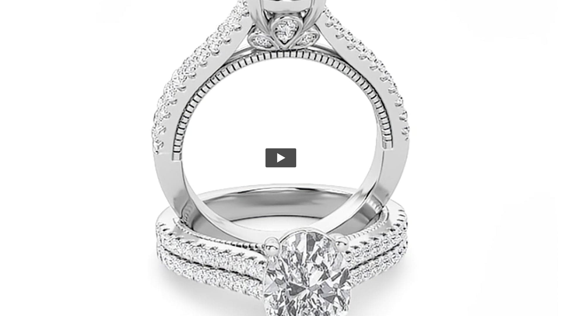 Oval Lab Diamond Two Row Fancy Accented Engagement Ring product-video preview