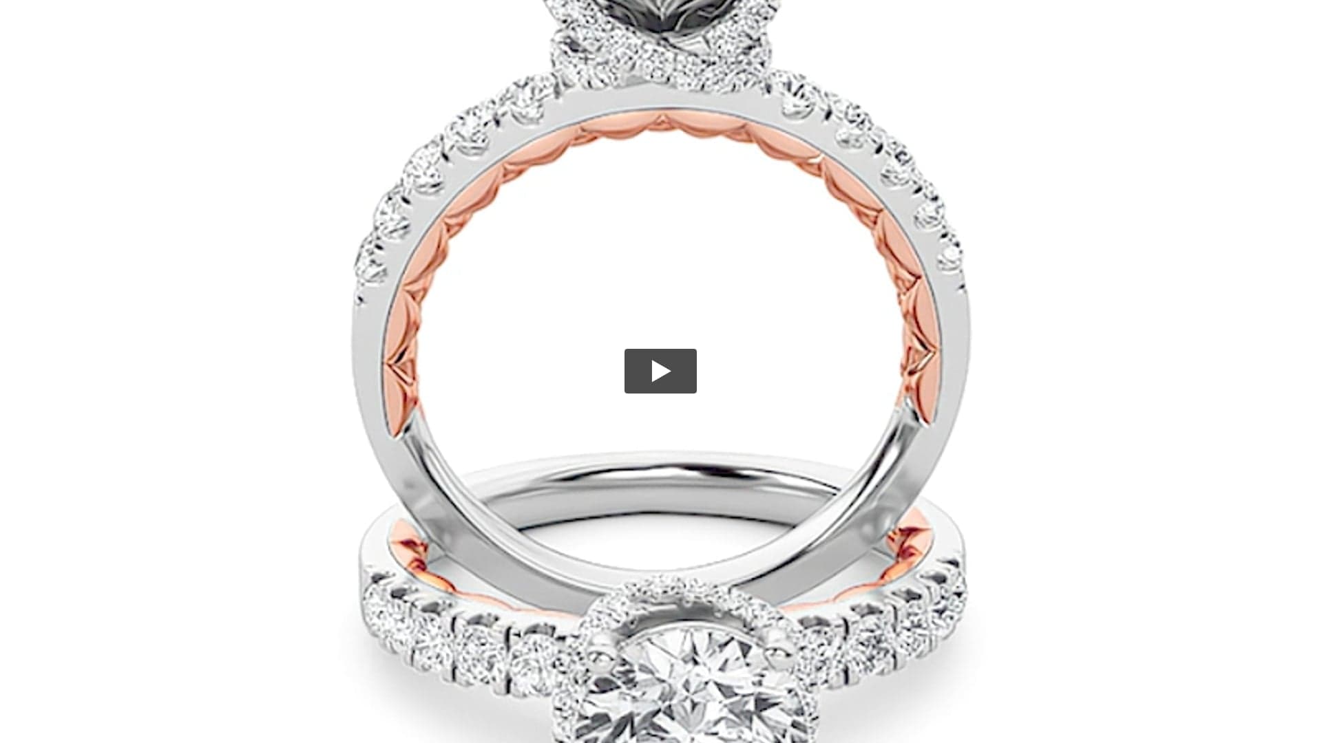 Round Lab Diamond Two-Tone Accented Fancy Engagement Ring product-video preview