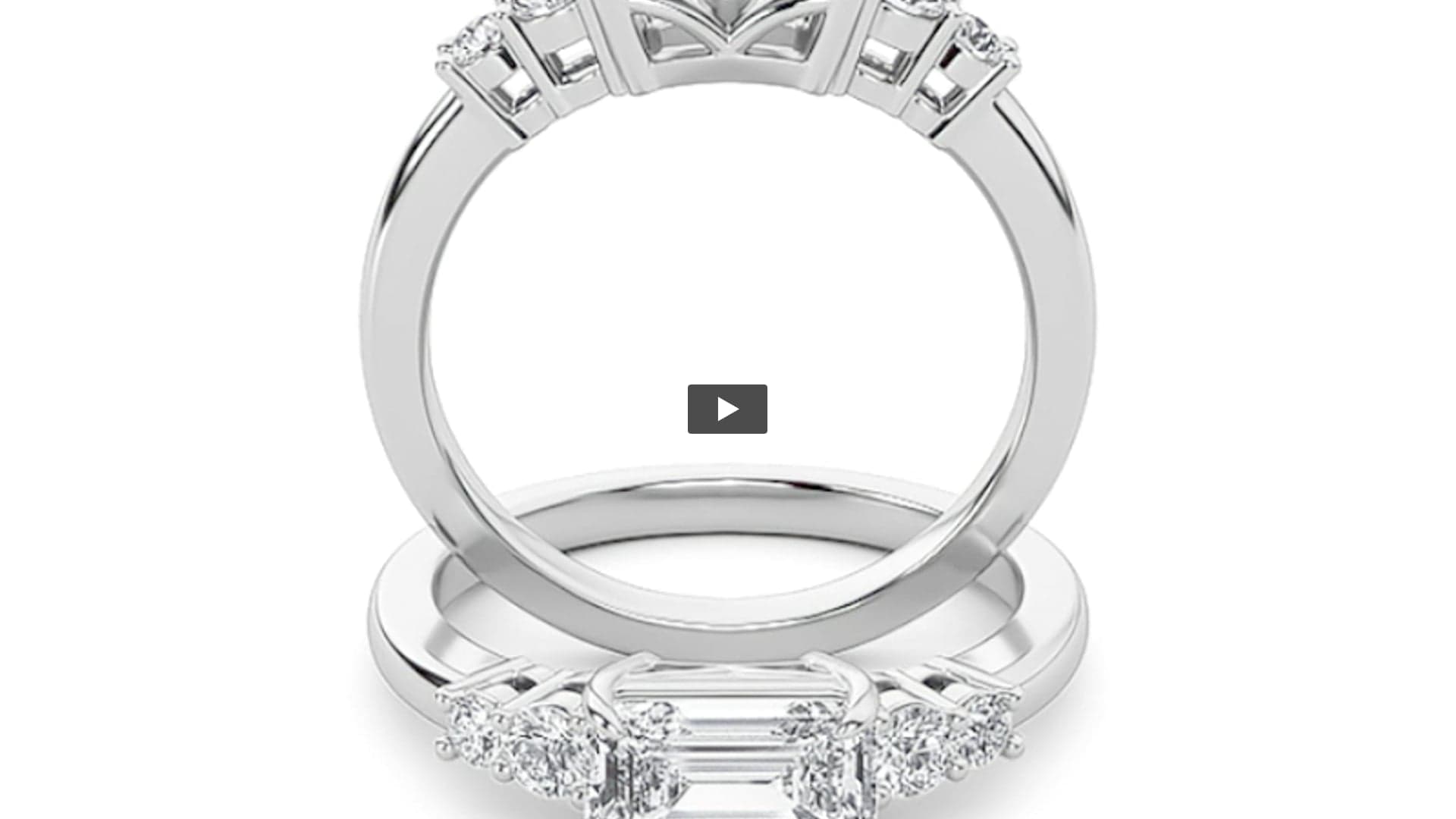 Emerald Lab Diamond East–West Accented Three Stone Ring · Design 1372 product-video preview