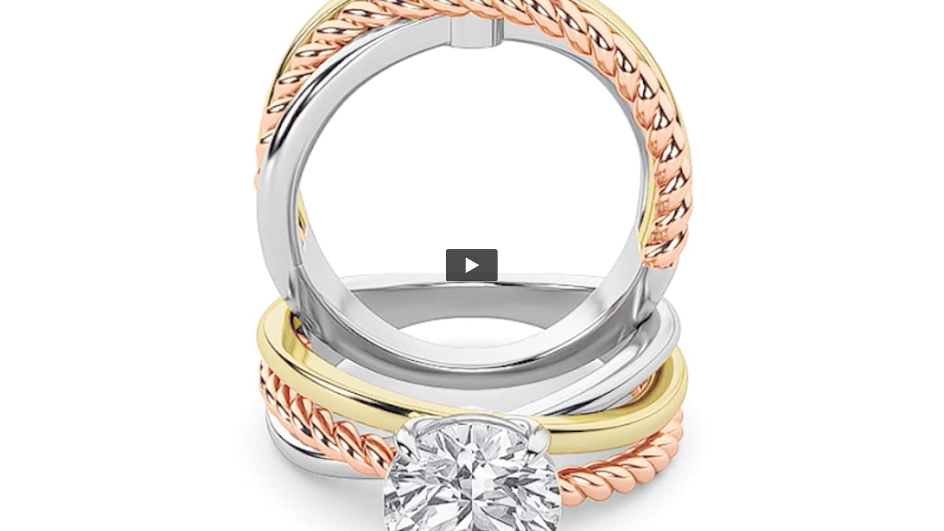 Round Lab Diamond Tri Color Solitaire Engagement Ring product-video preview