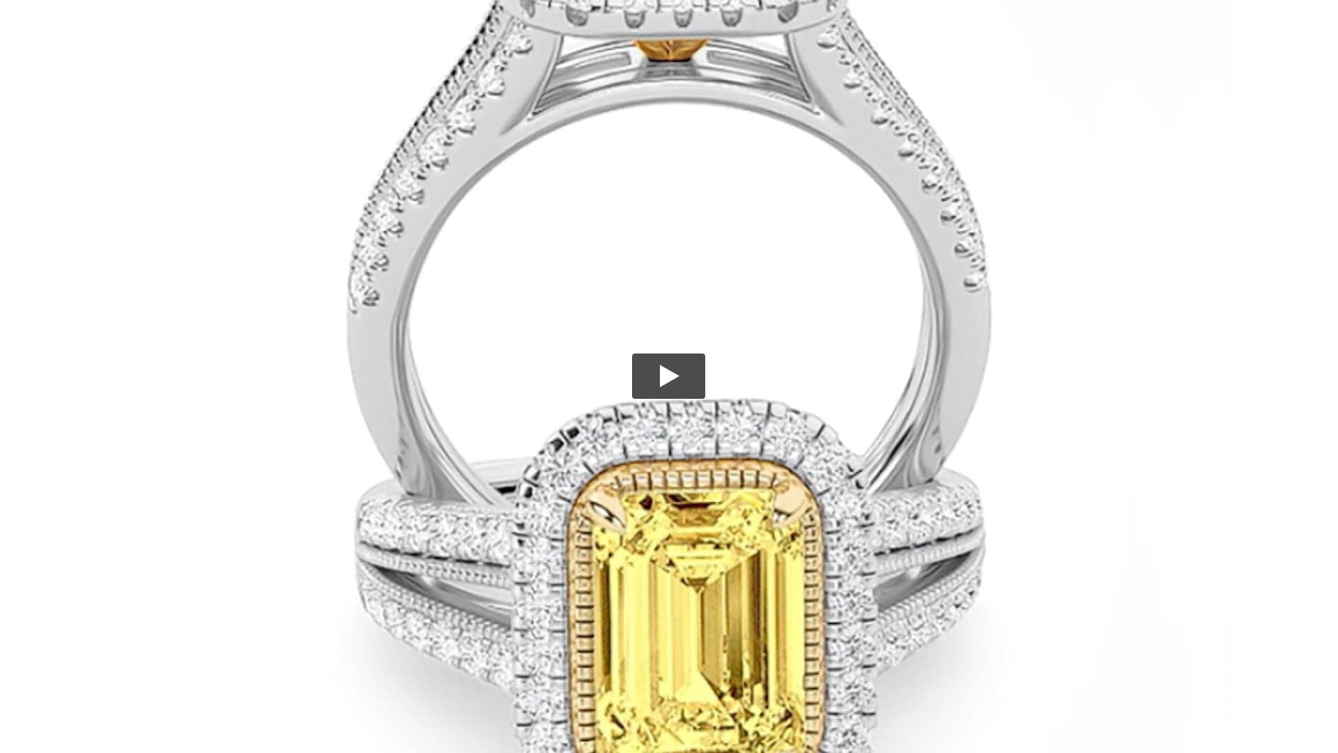 Radiant Fancy Yellow Lab Diamond Split Shank Halo Engagement Ring · Design 1497 product-video preview