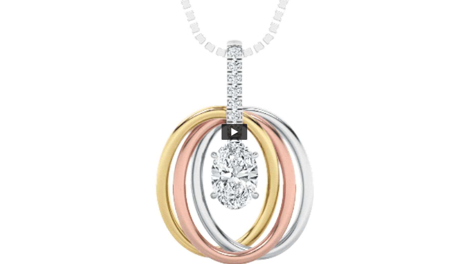 Oval Lab Diamond Three Tone Solitaire Accented Pendant product-video preview