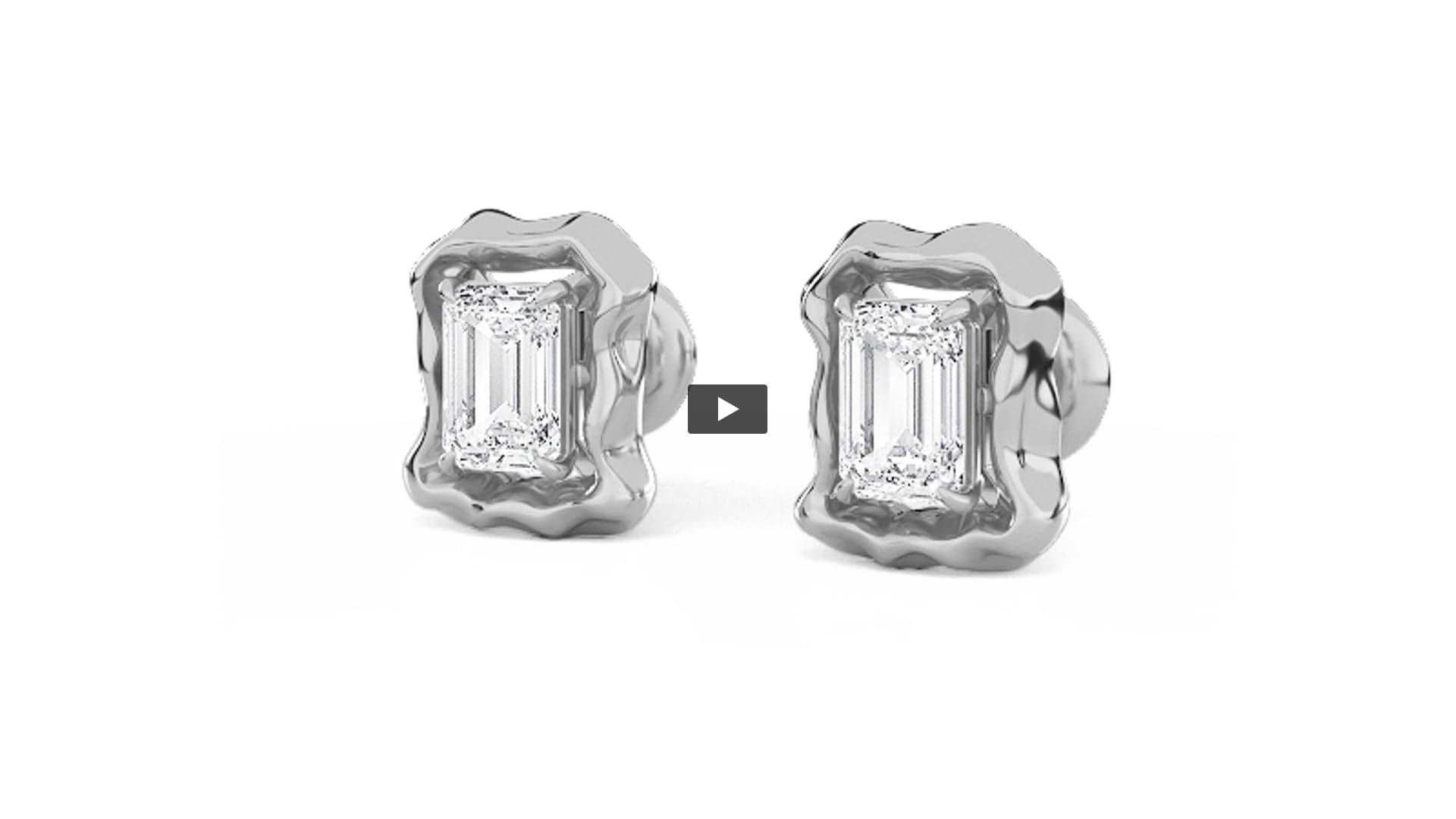 Emerald Lab Diamond Organic Design Stud Earrings product-video preview