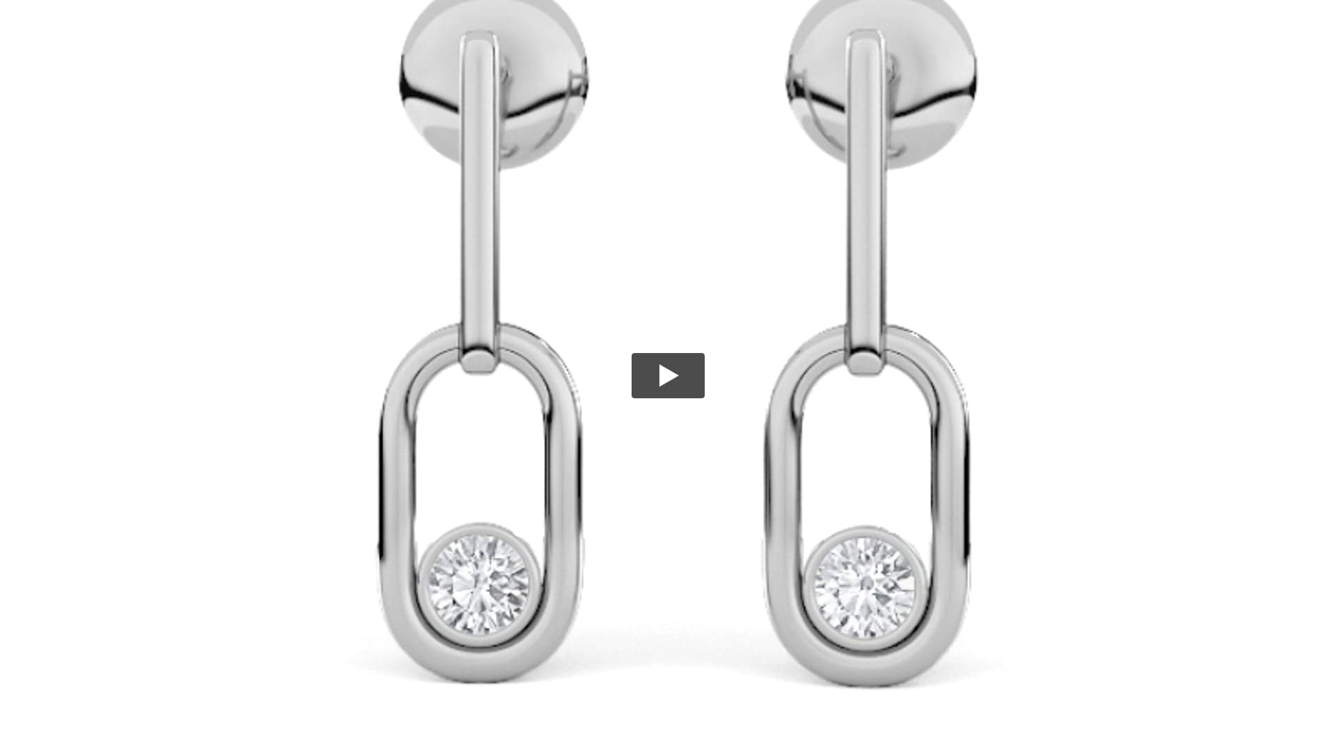 Round Lab Diamond Bezel Set Paperclip Dangle Earrings product-video preview