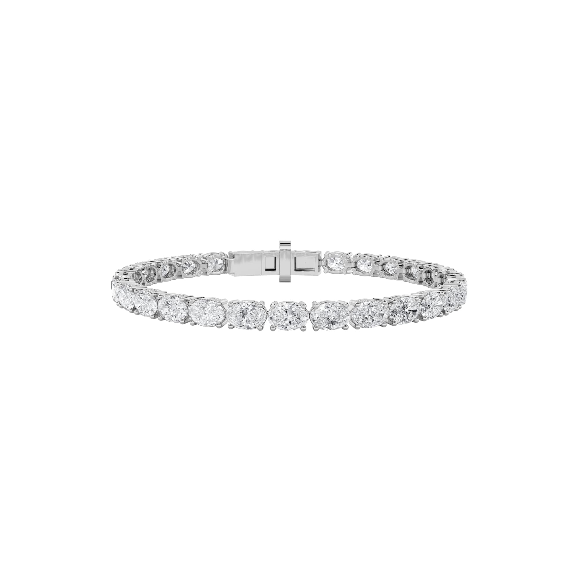 Oval Lab Diamond Bracelet — 12 ct total weight in 14k white gold · product view 7
