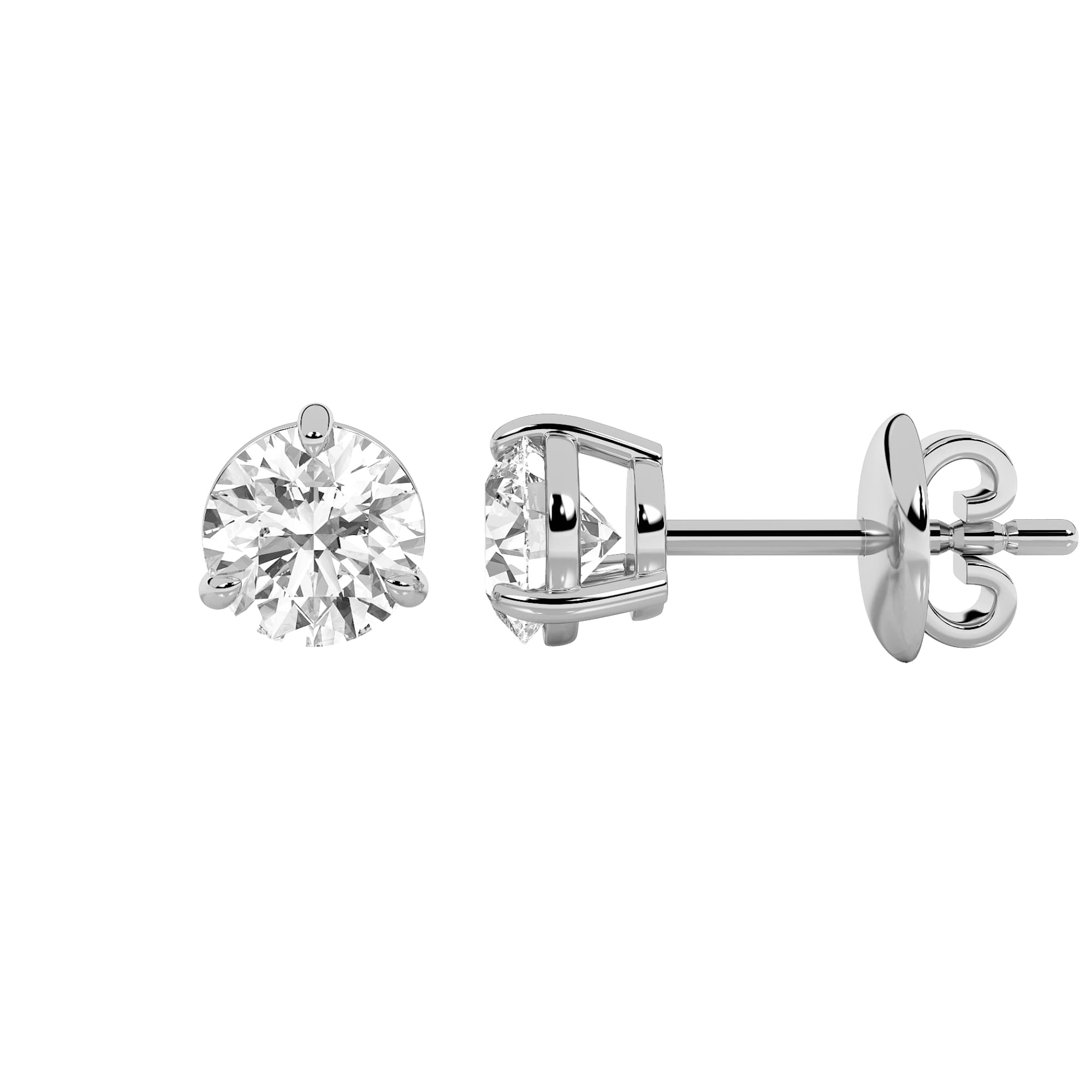 Round Lab Diamond Earrings — 1 ct total weight in 14k white gold · product view 1