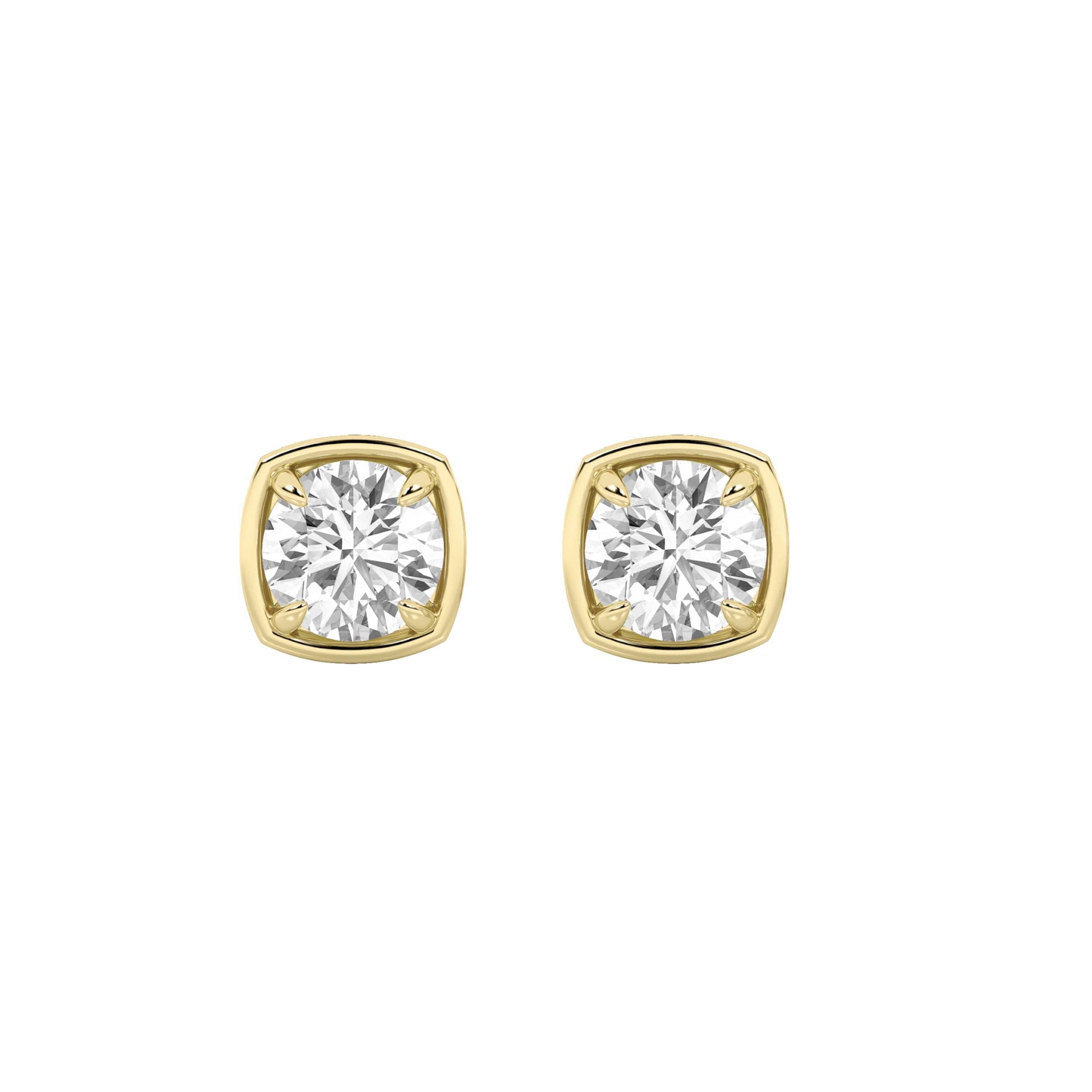 Round Lab Diamond Earrings — 2 ct total weight in 14k yellow gold · product view 1