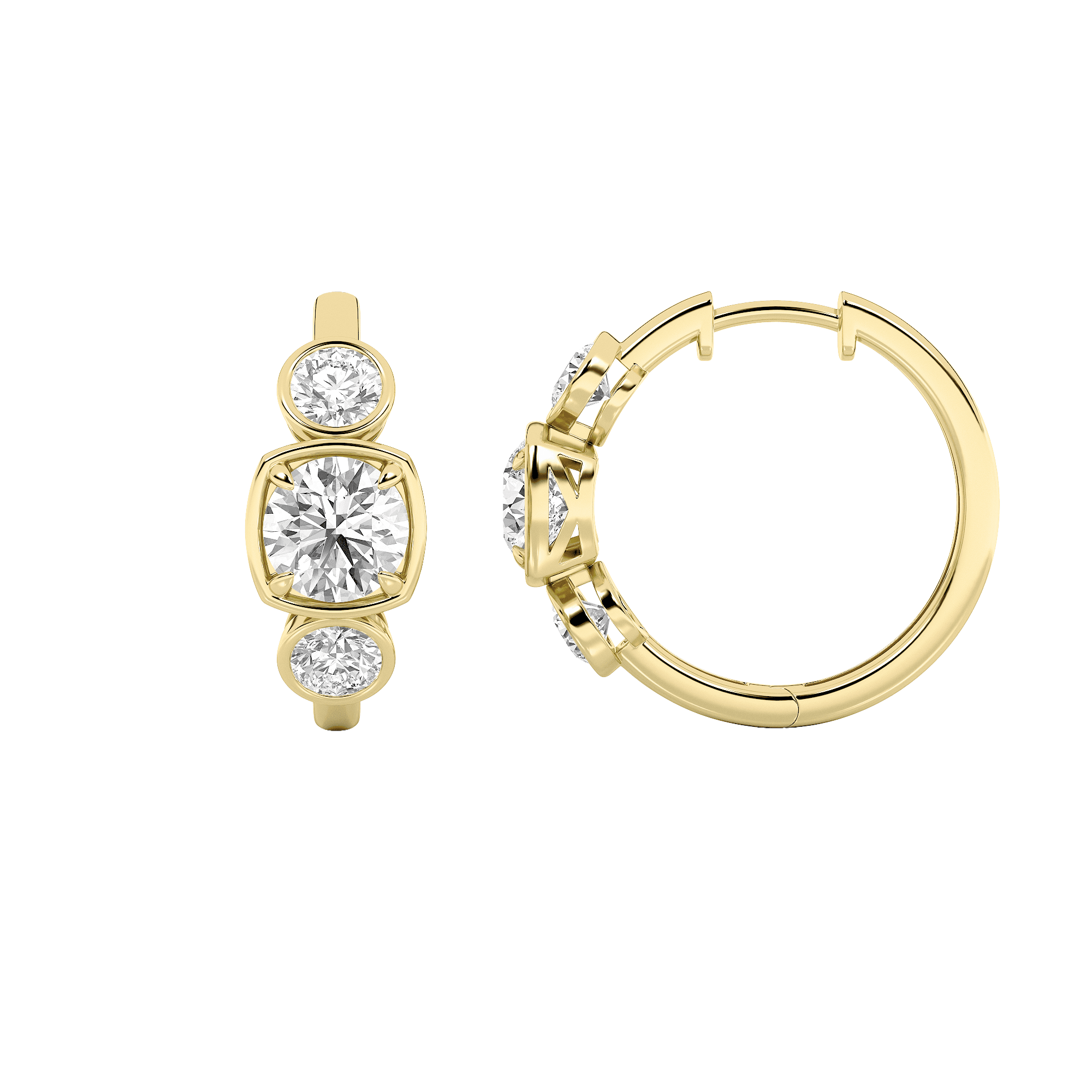 Round Lab Diamond Earrings — 3 ct total weight in 14k yellow gold · product view 1
