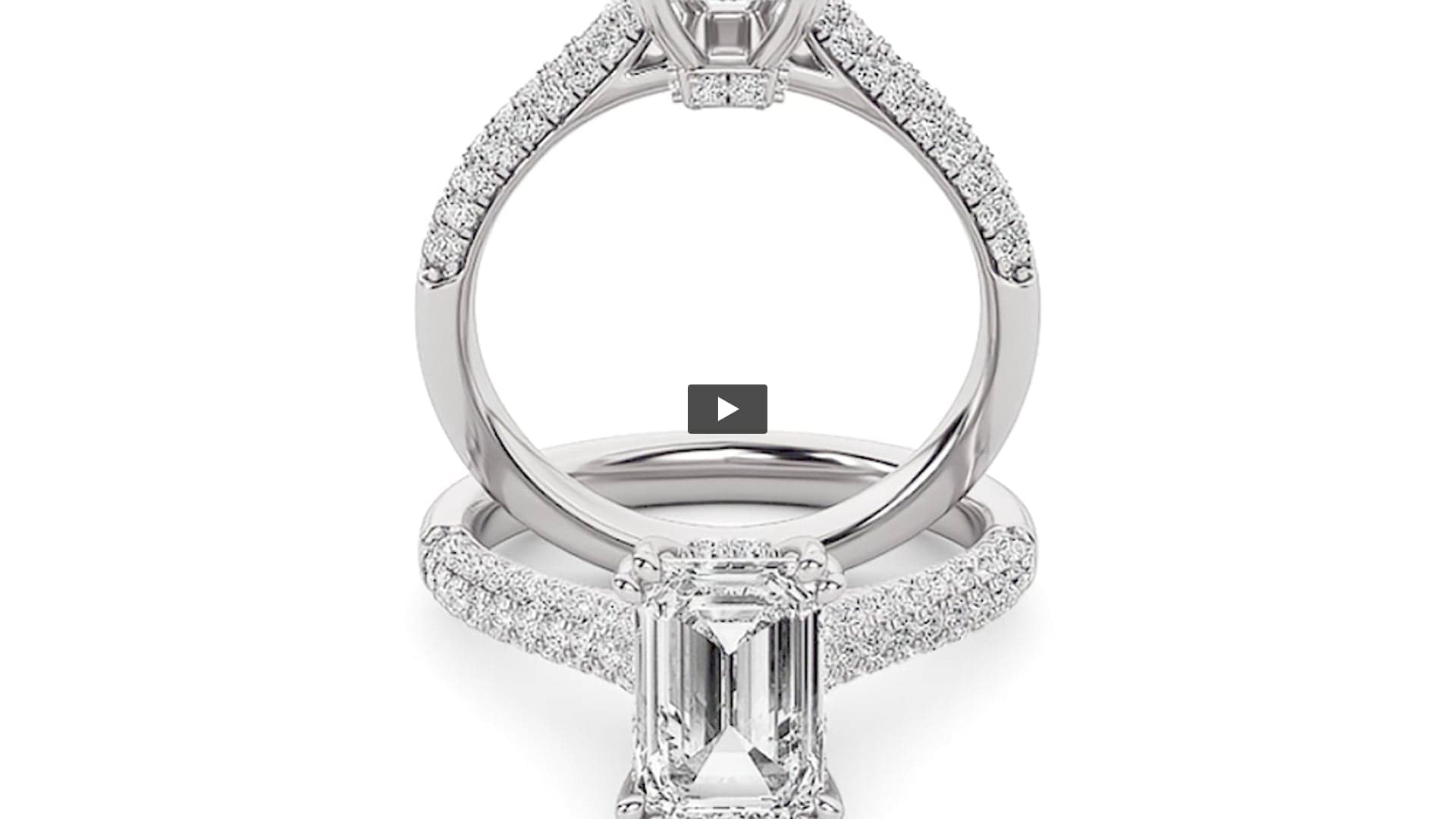 Emerald Lab Diamond Triple Row Accented Engagement Ring product-video preview