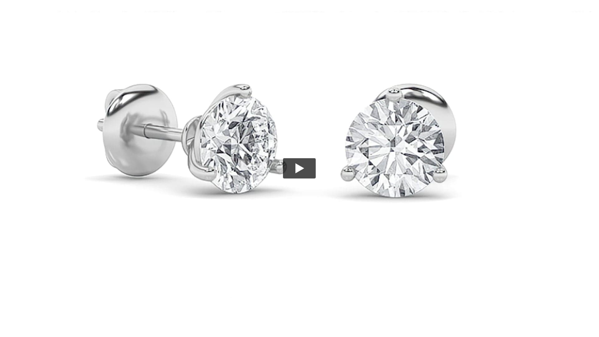 Round Lab Diamond ThreeProng Martini Stud Earrings product-video preview