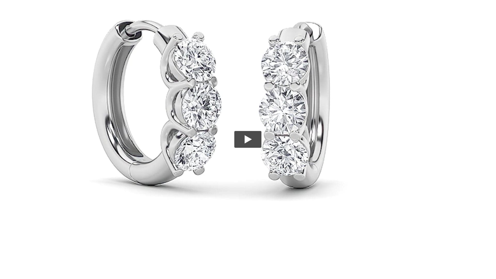 Round Lab Diamond ThreeStone Huggie Earrings · Design 0180 product-video preview