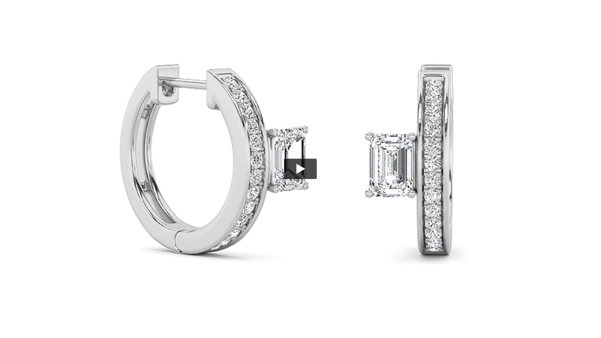 Emerald Lab Diamond Accented Huggie Earrings product-video preview