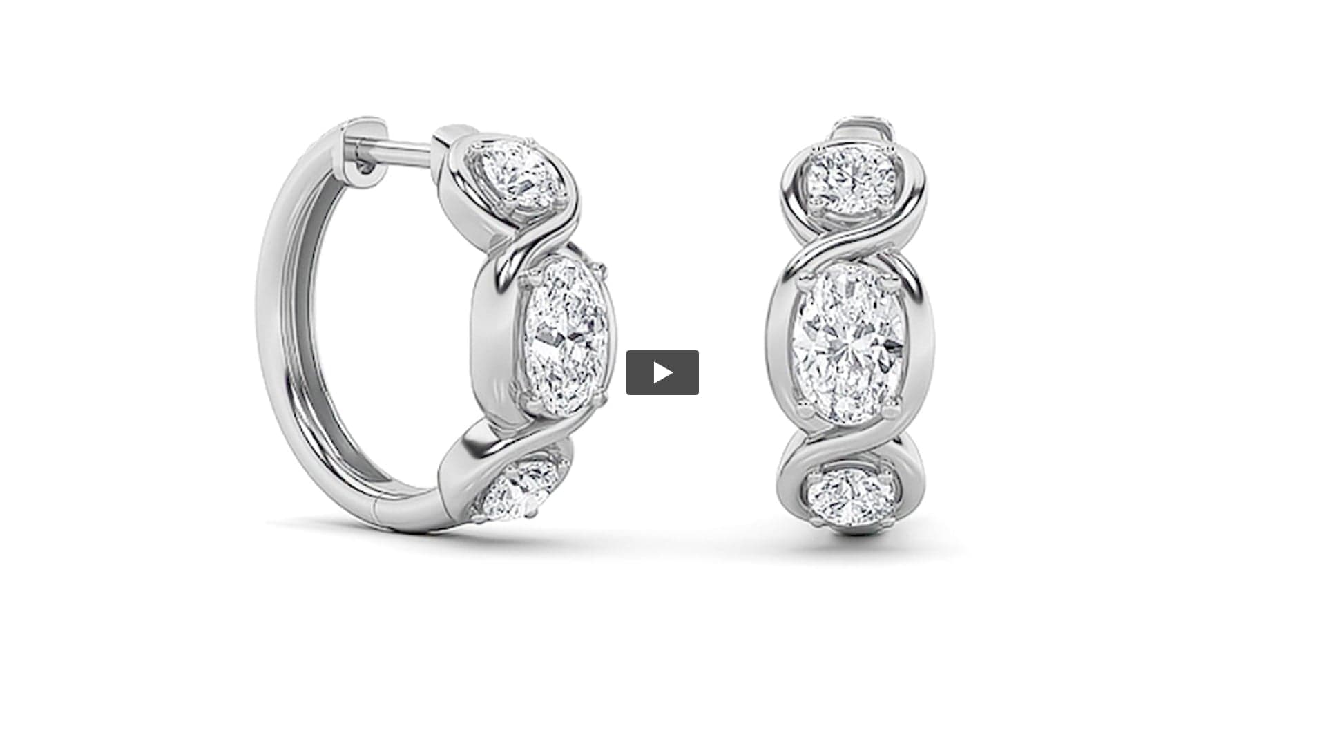 Oval Lab Diamond Three Stone Huggie Earrings · Design 0203 product-video preview