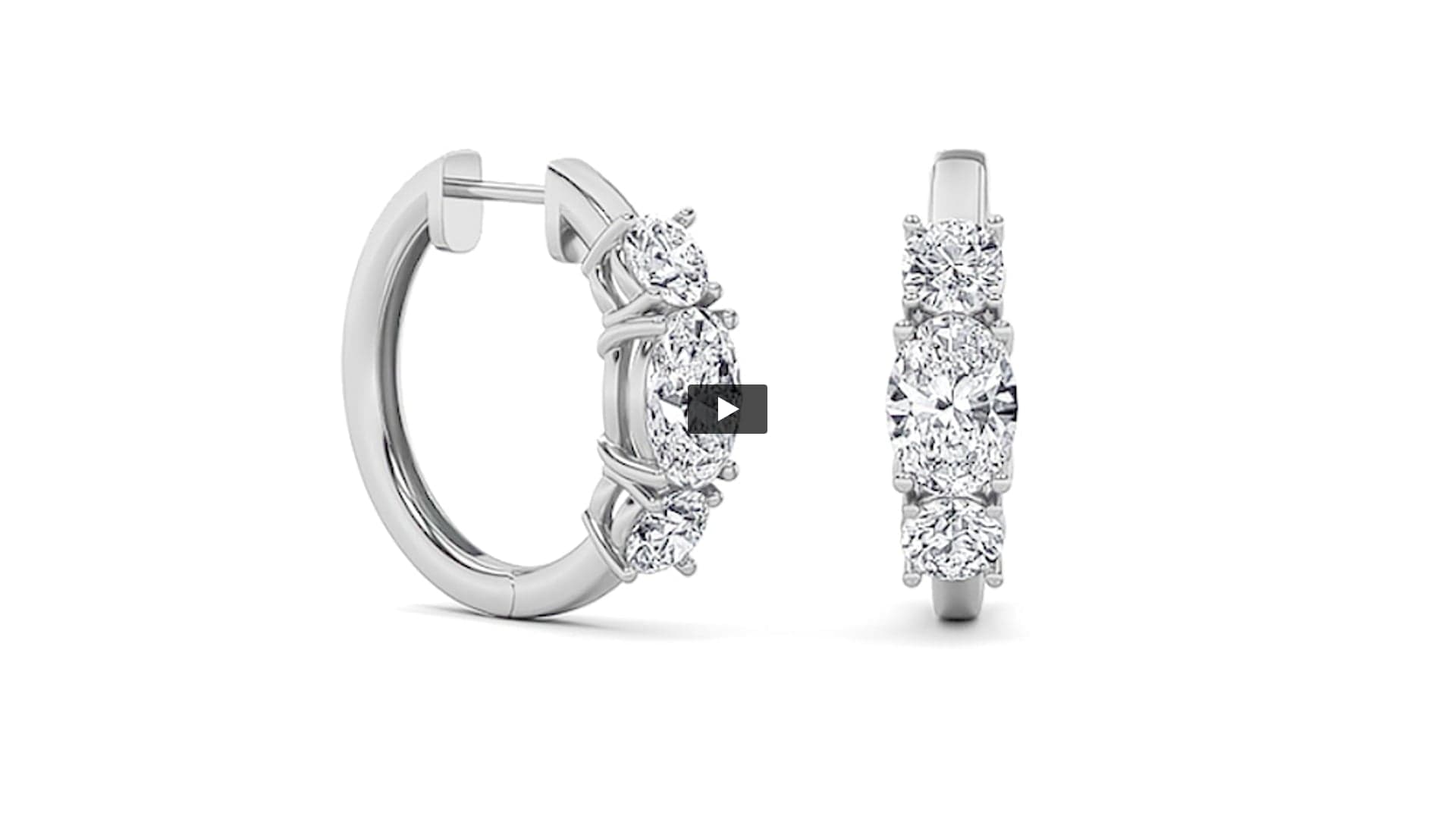Oval Lab Diamond Three Stone Huggie Earrings · Design 0204 product-video preview