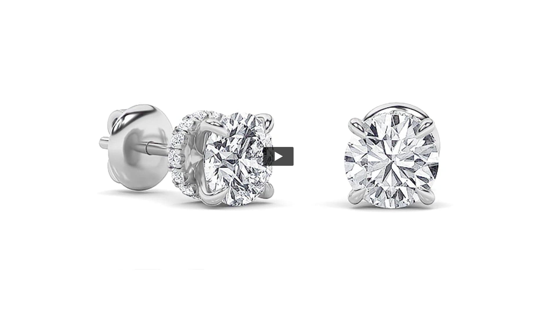 Round Lab Diamond Hidden Halo Stud Earrings · Design 0215 product-video preview