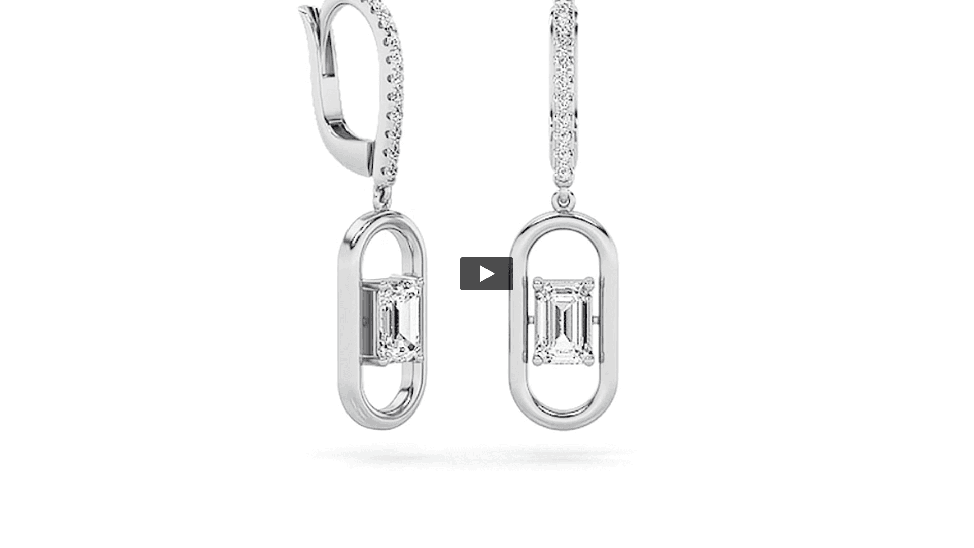 Emerald Lab Diamond Paperclip Dangle Earrings · Design 0222 product-video preview