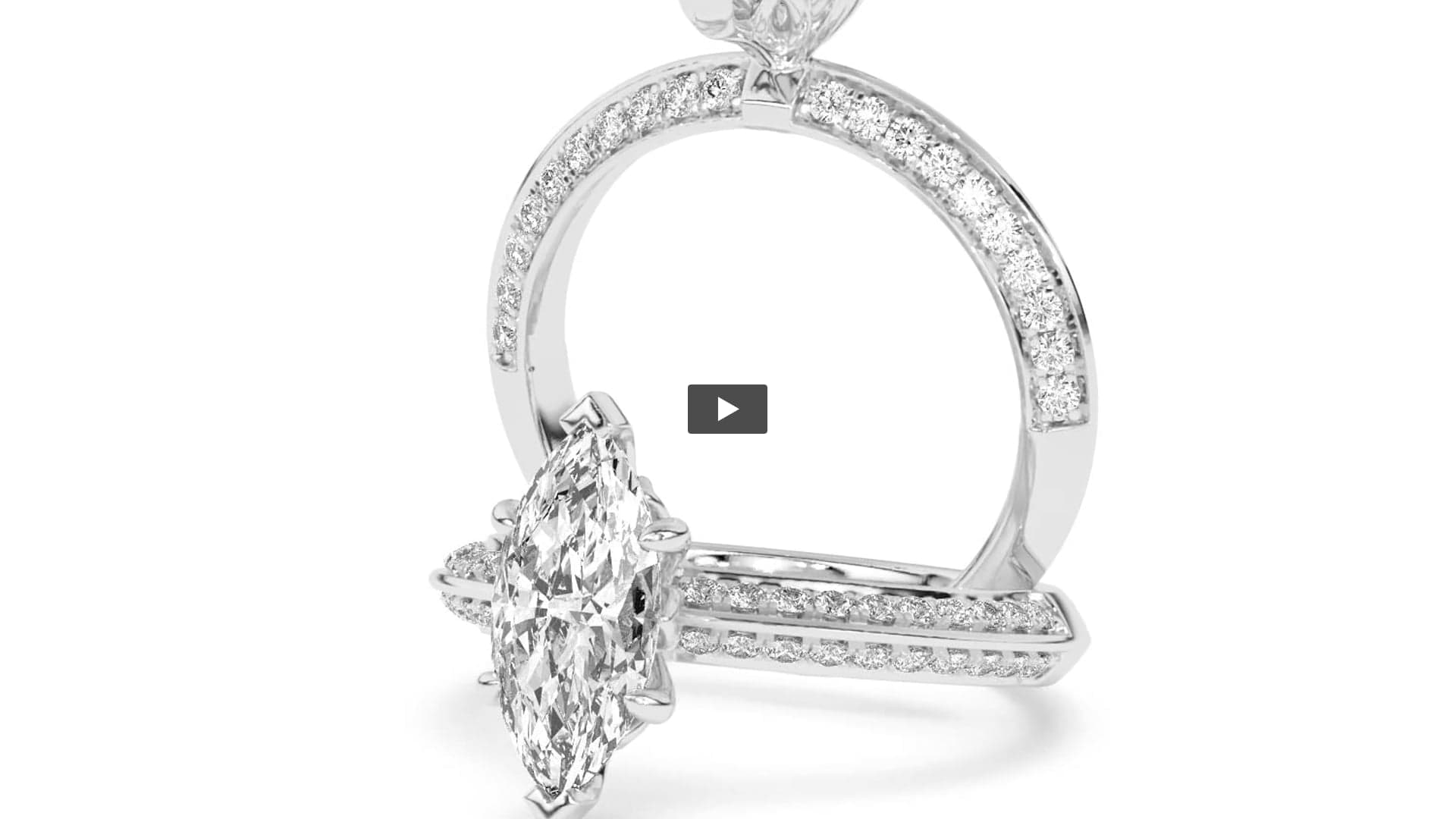 Marquise Lab Diamond Micro Pave Knife Edge Accent Ring product-video preview