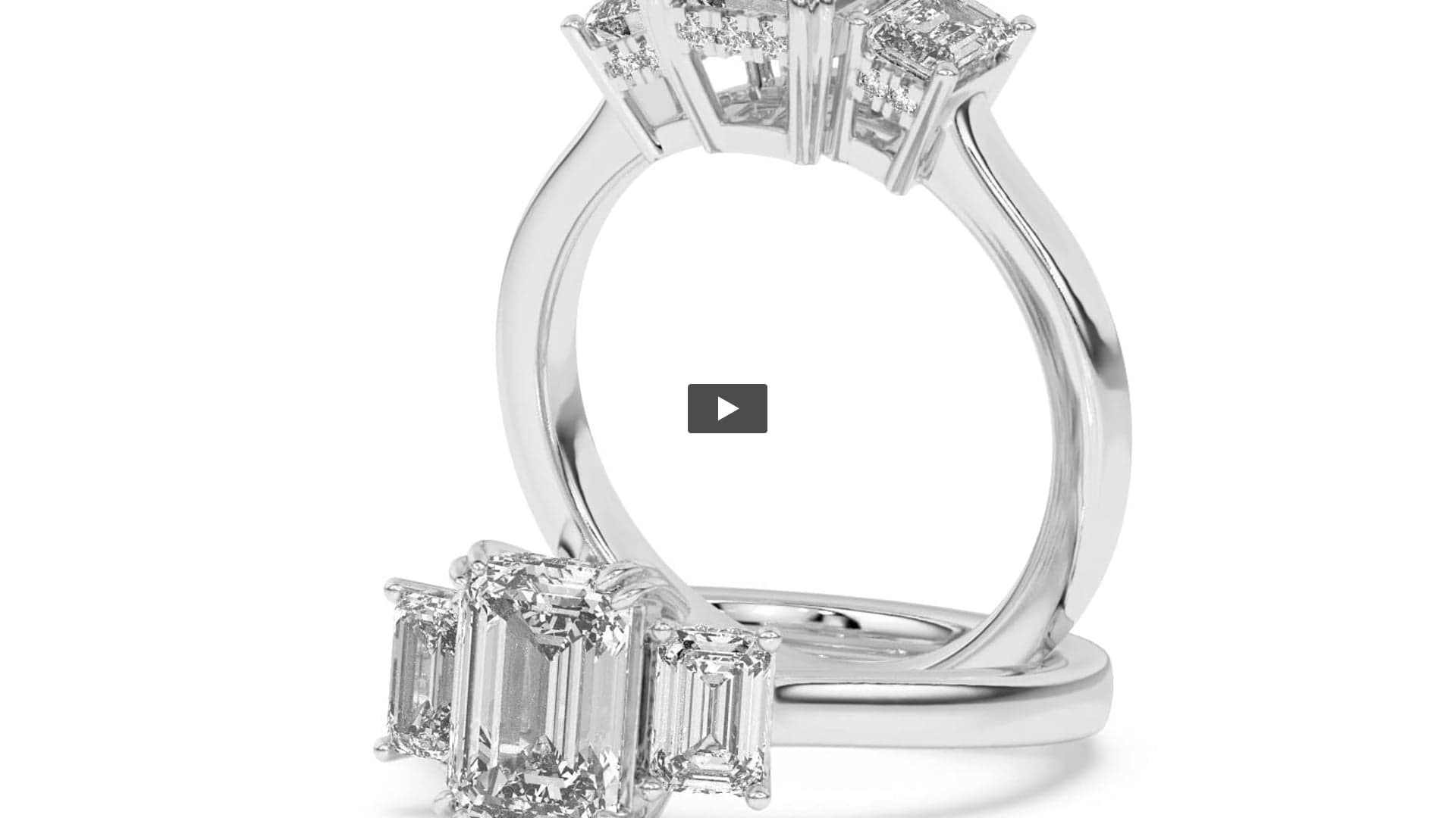 Emerald Lab Diamond Three Stone Accented Ring product-video preview