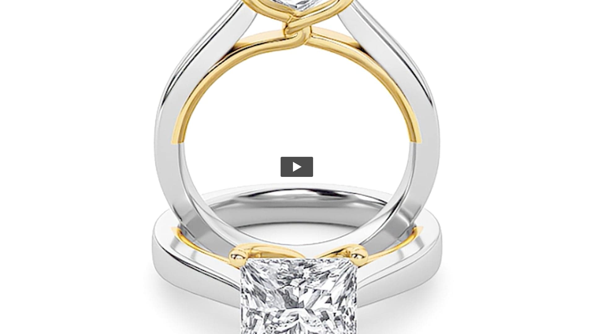 Princess Lab Diamond Two-Tone Twisted Basket Cathedral Shank Solitaire Ring product-video preview