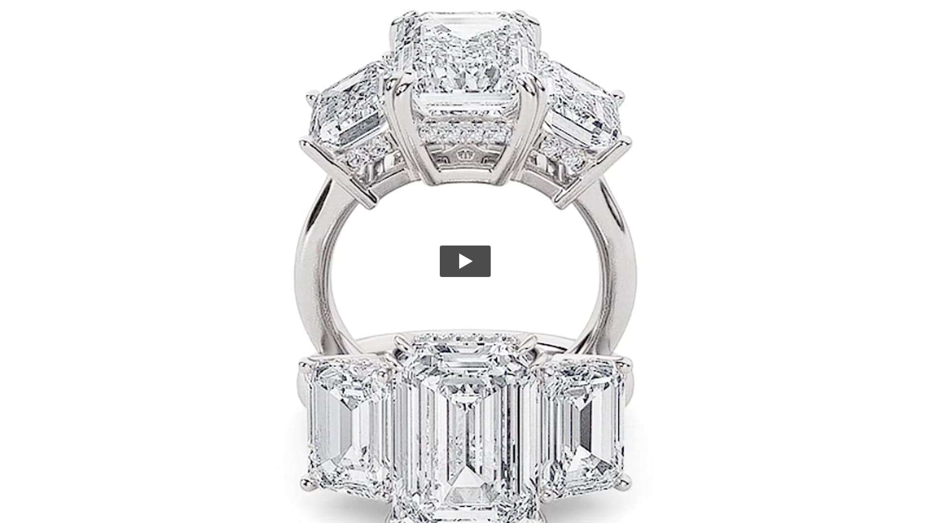 Emerald Lab Diamond Bold Three Stone Accented Ring product-video preview
