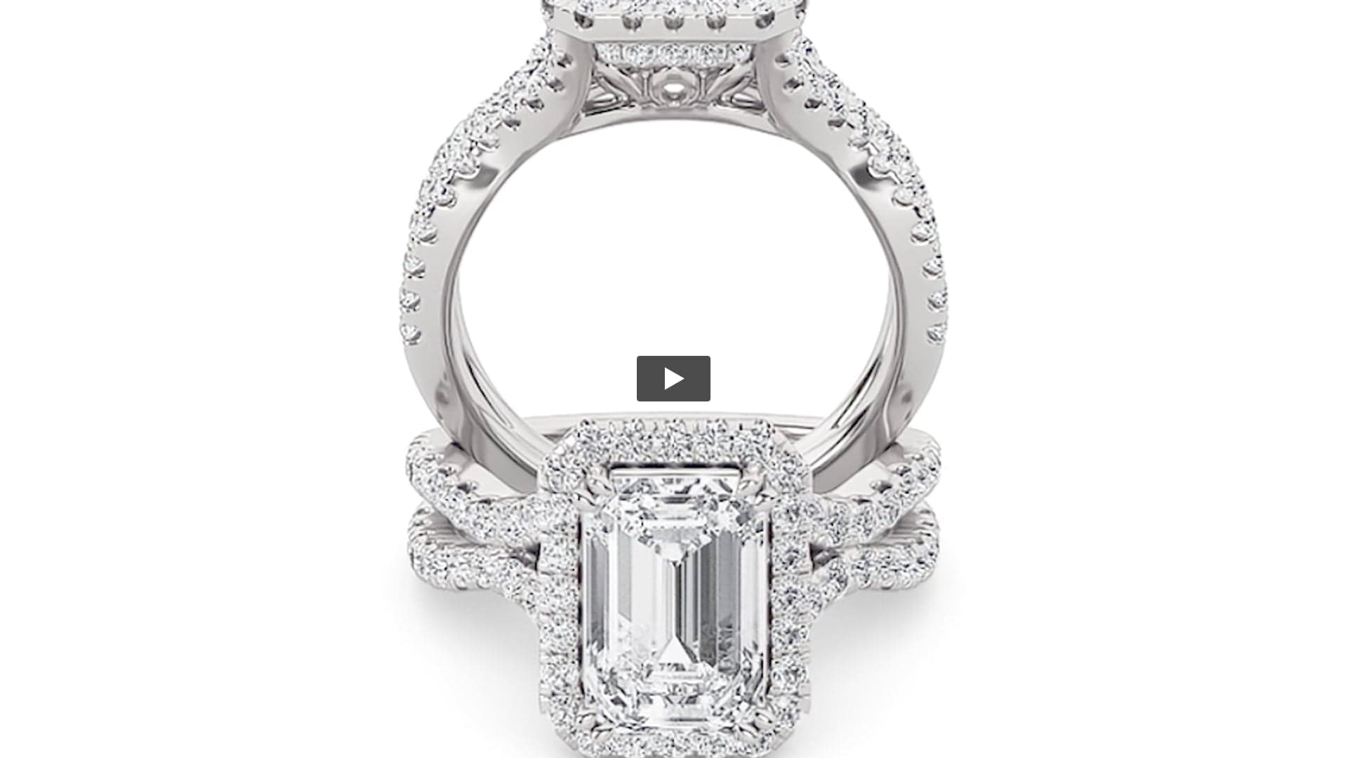 Emerald Lab Diamond Split Shank Halo Engagement Ring product-video preview