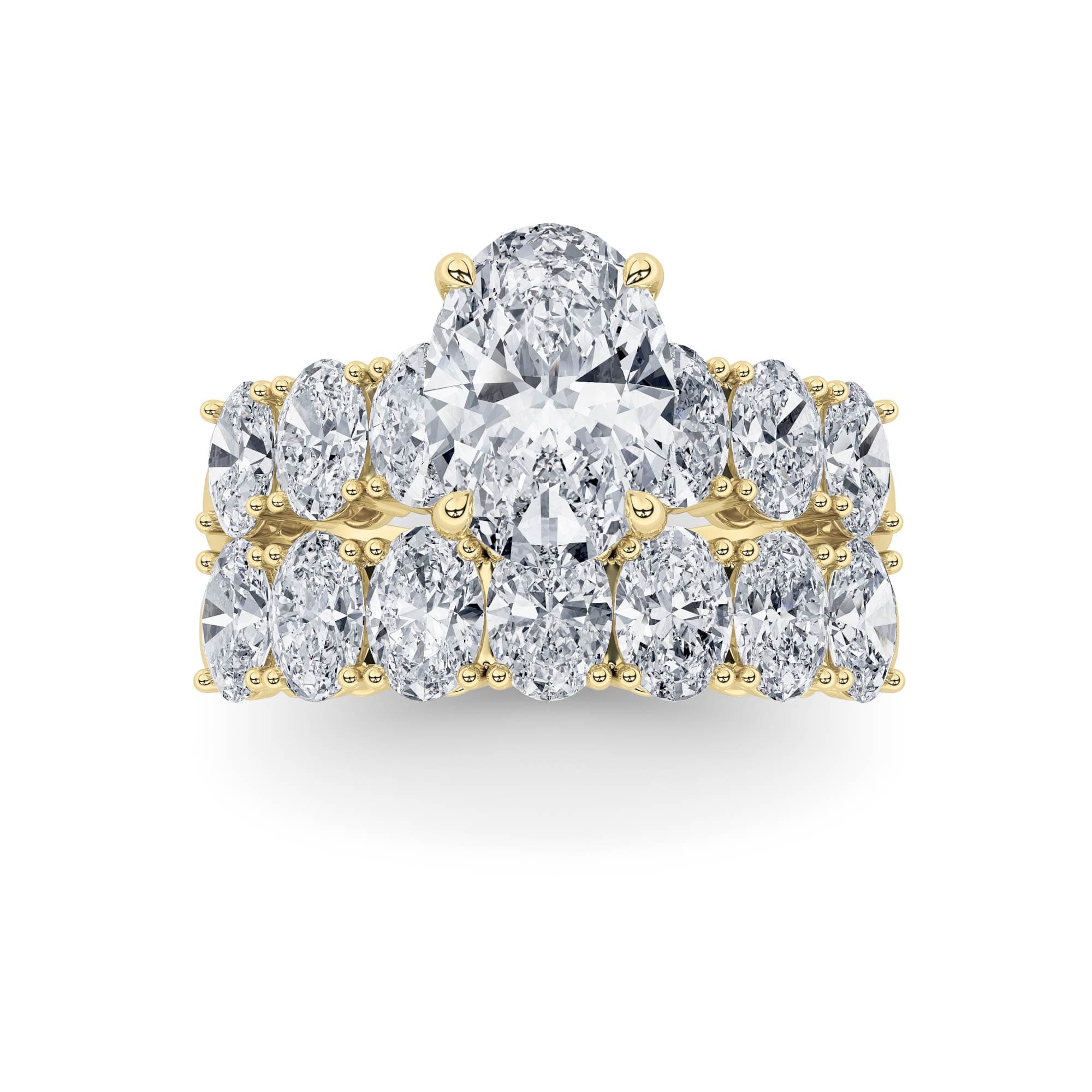 Oval Lab Diamond Bridal Set with Matching Band & Ring — 1.5 ct total weight in 14k yellow gold · product view 1