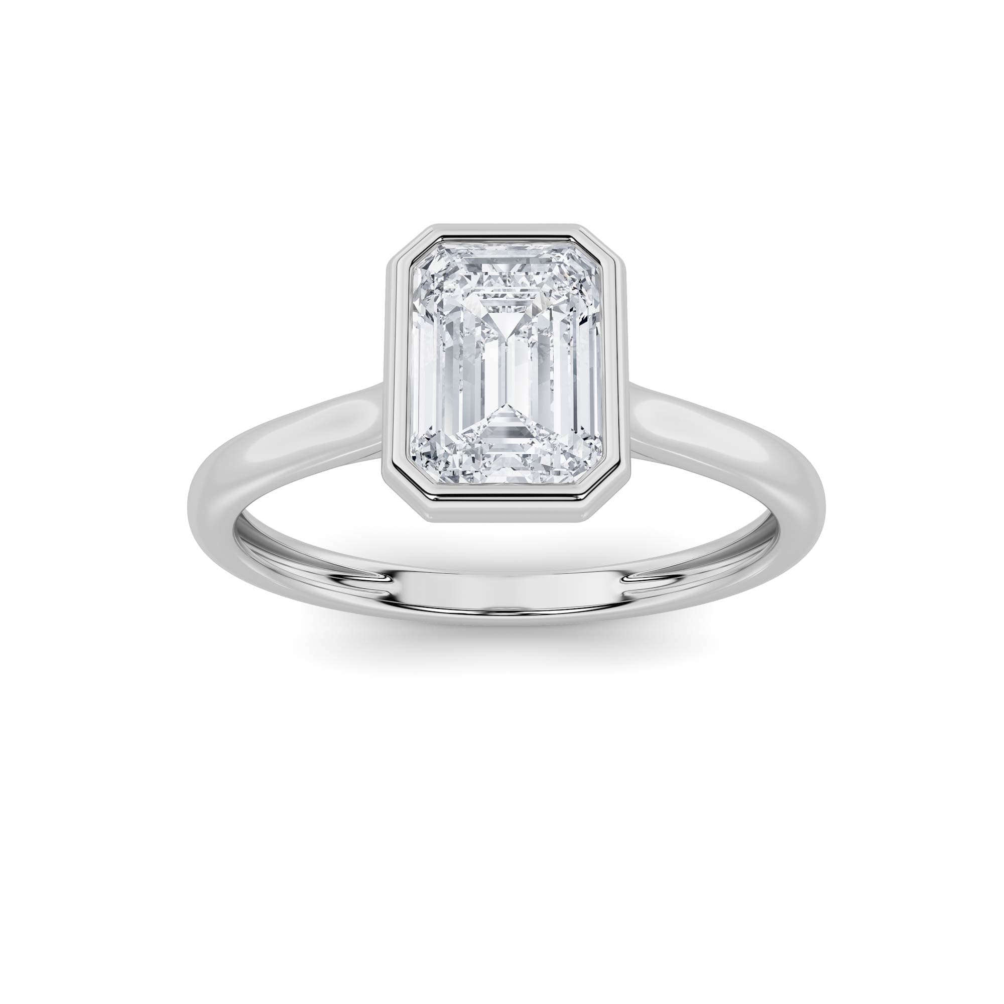 Emerald Lab Diamond Fine Ring — 1 ct total weight in 14k white gold · product view 1