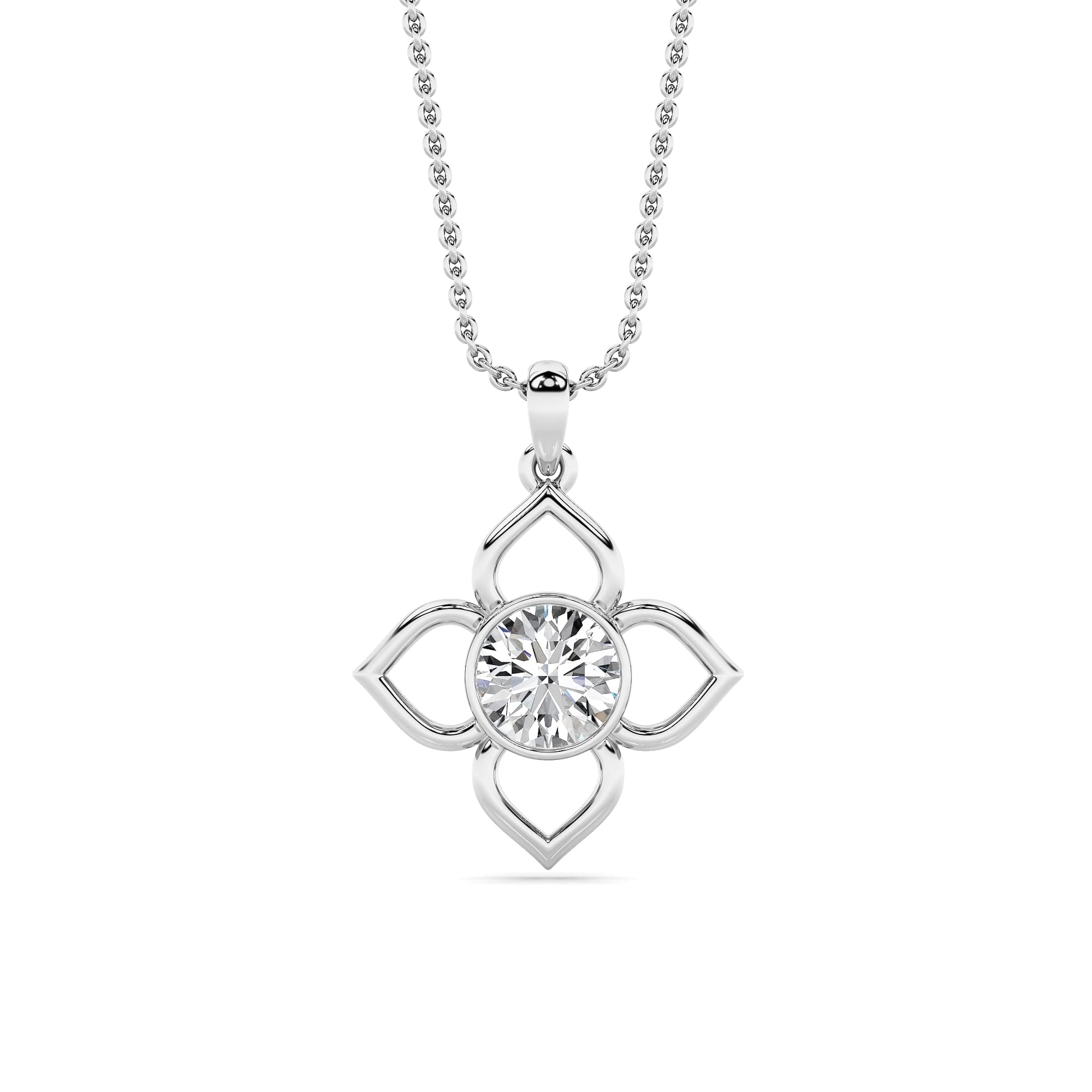 Round Lab Diamond Necklace — 1 ct total weight in 14k white gold · product view 1