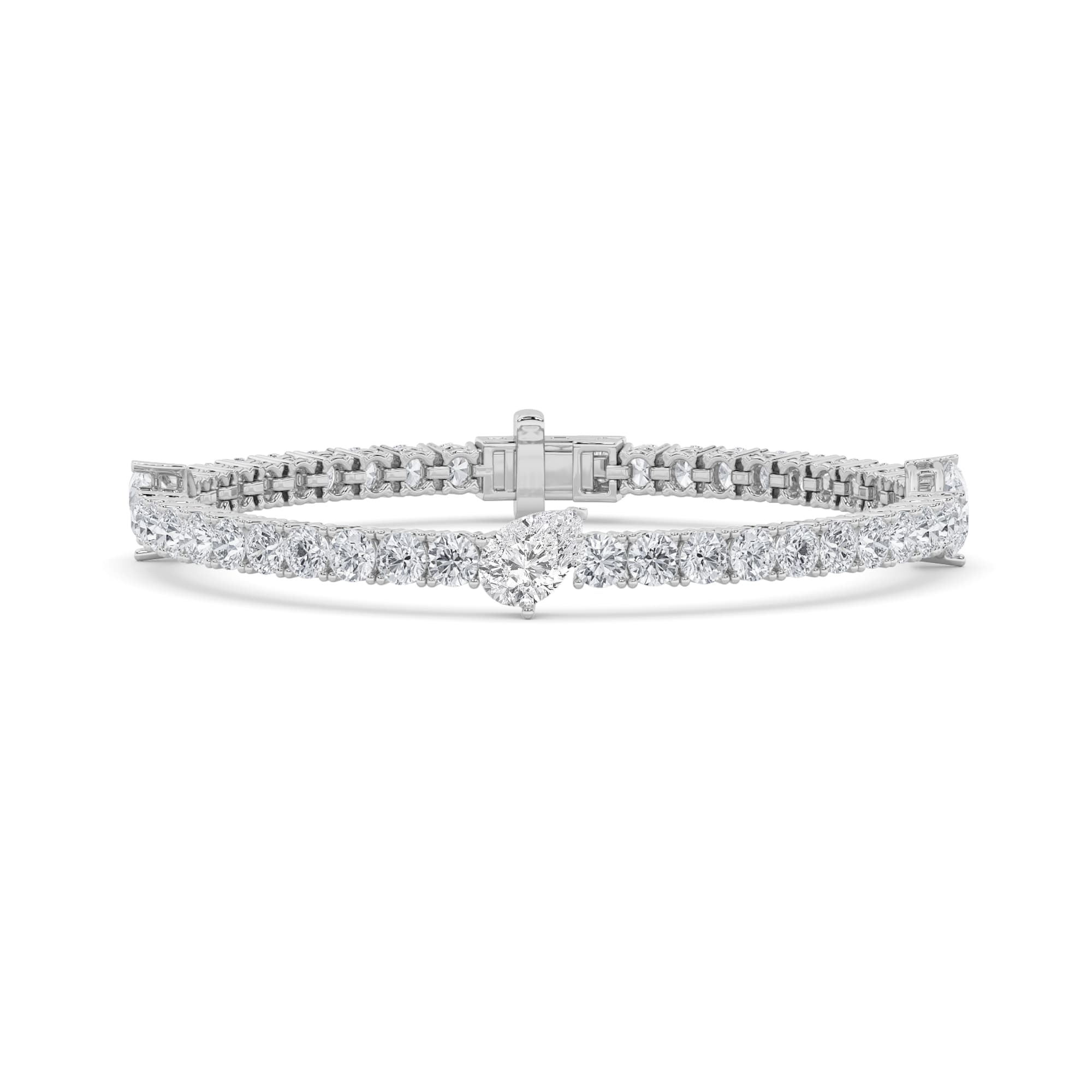 Pear Lab Diamond East–West Station Bracelet — 10 ct total weight in 14k white gold · product view 1