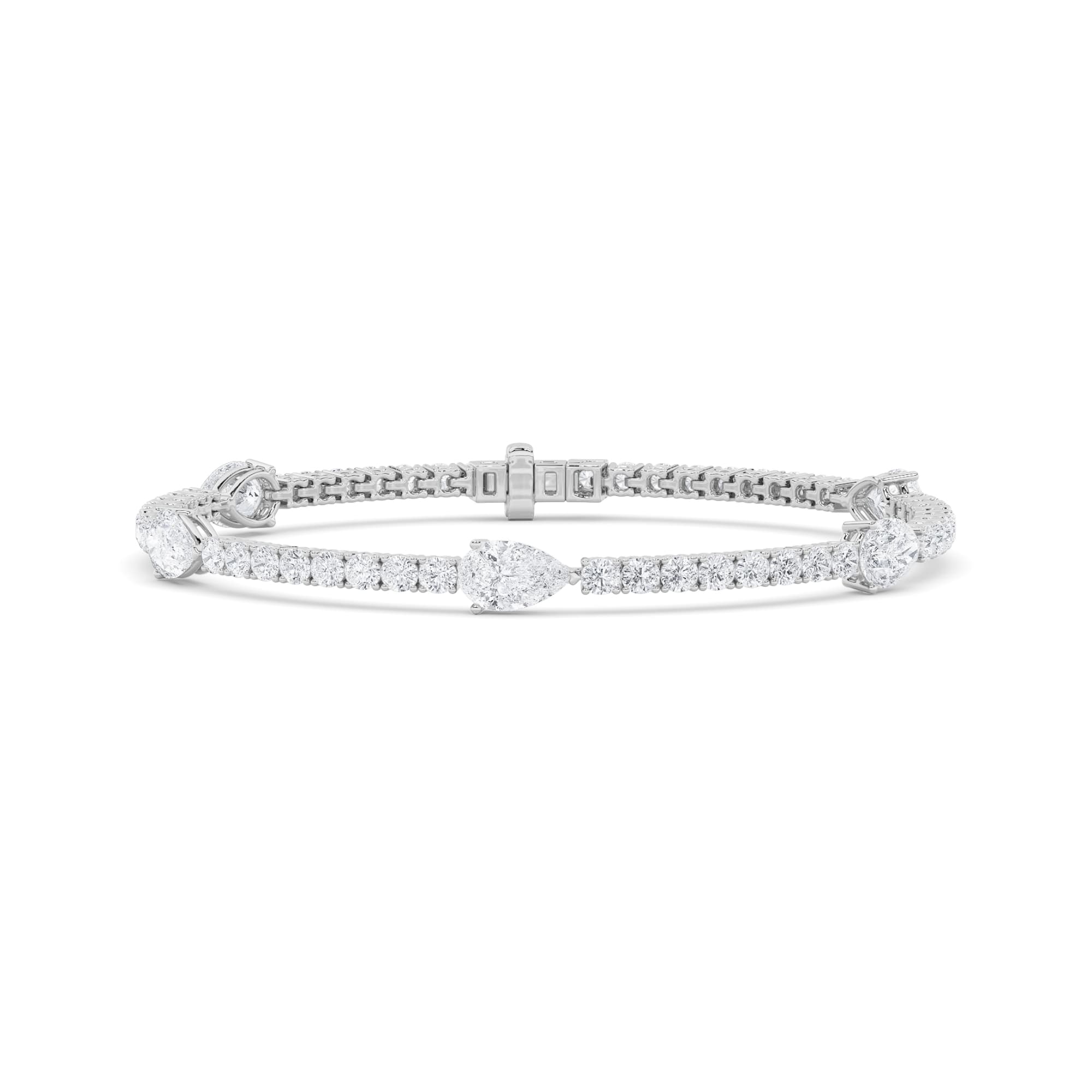 Pear Lab Diamond East–West Station Bracelet — 6 ct total weight in 14k white gold · product view 1