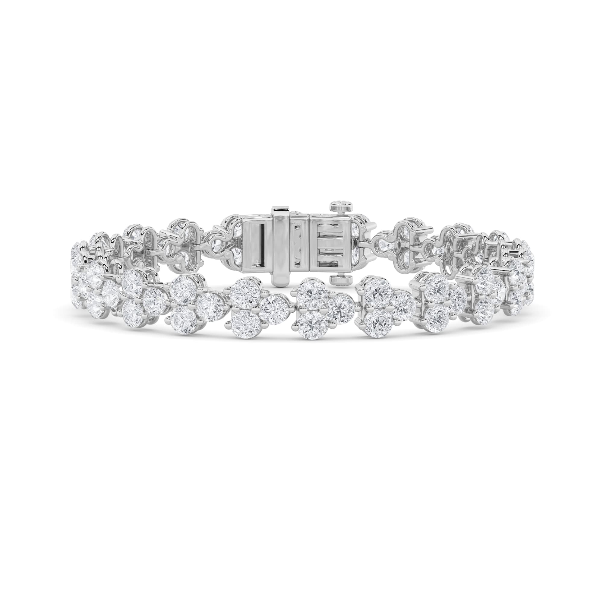 Round Lab Diamond Cluster Bracelet — 13 ct total weight in 14k white gold · product view 1